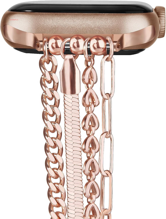 Chain Bracelet Compatible for Apple Watch Band, Women Fashion Slim Jewelry Dressy Iwatch Bands 38Mm 40Mm 41Mm 42Mm 44Mm 45Mm 46Mm 49Mm Series 10 9 8 7 SE 6 5 4 3 Series 2 1