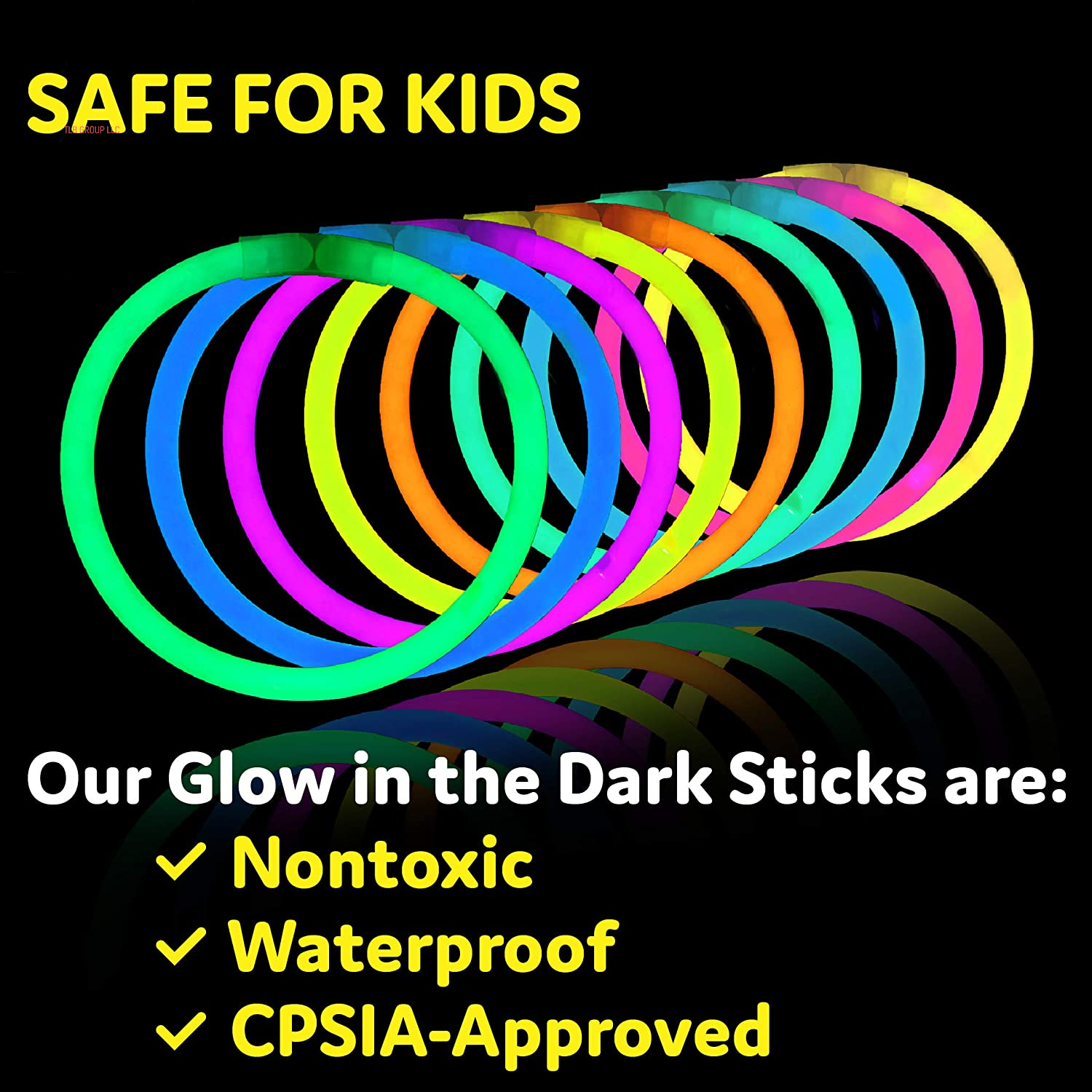 Glow Sticks Party Supplies 100Pk - 8 Inch Glow in the Dark Light up Sticks Party Favors, Glow Decorations, Neon Party Glow Necklaces and Glow Bracelets with Connectors