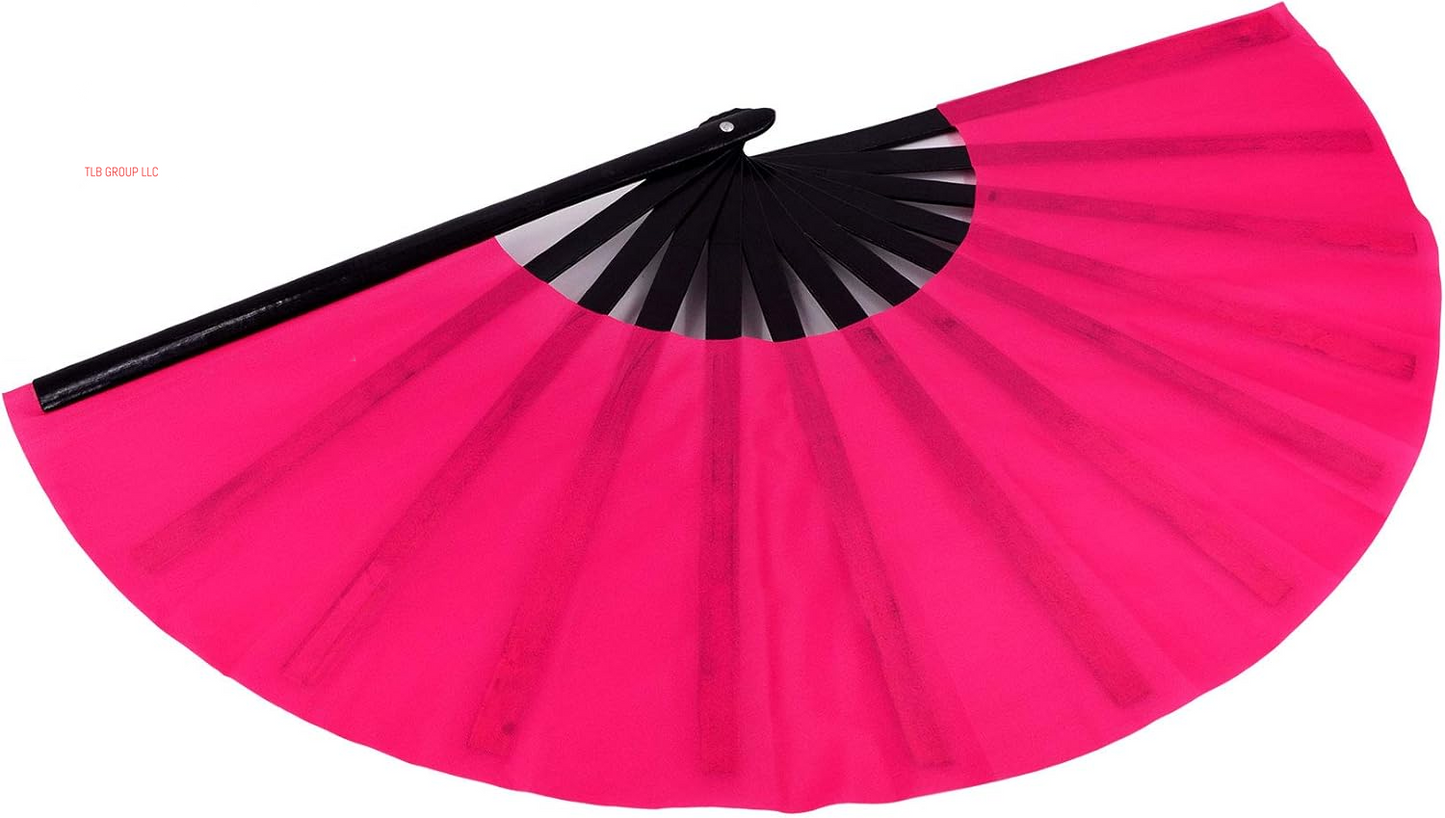 Large Rave Fan Folding Hand Popping Fans for Line Dancing, Big Clacking Fans Clap Fan for Boots on the Ground Dance,Party,Decoration,Festival (Pink)