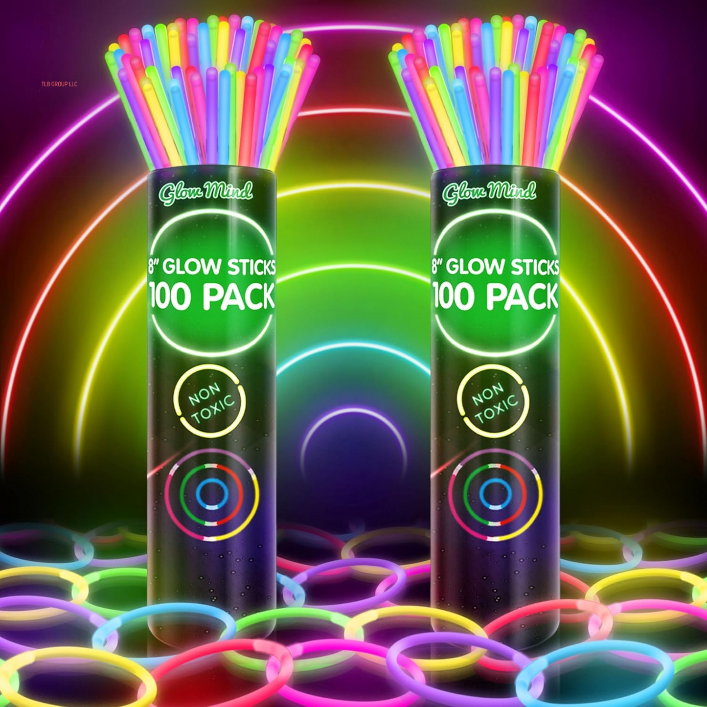 100 Ultra Bright Glow Sticks Bulk Party Pack - Glow in the Dark Party Supplies Pack - 8" Glowsticks Party Favors with Bracelets and Necklaces