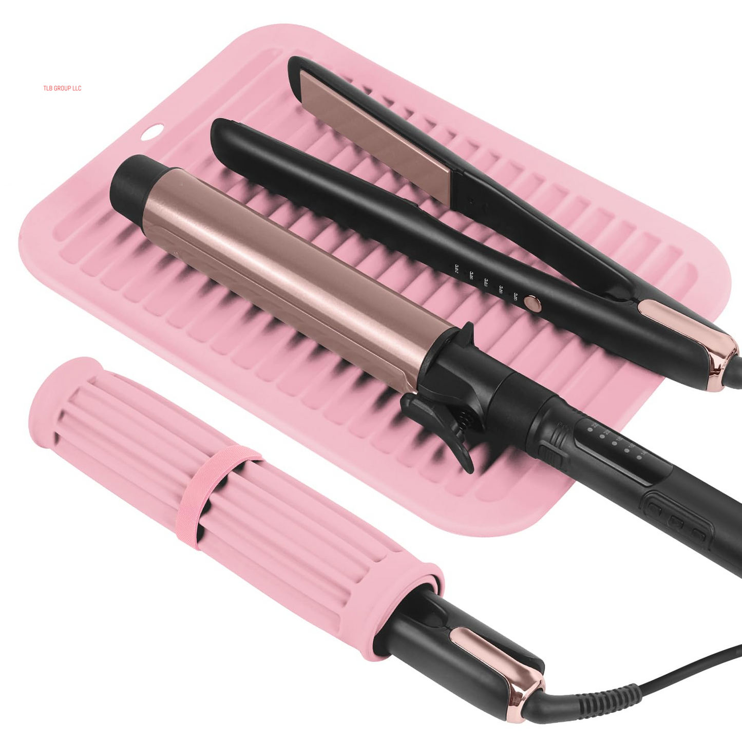 Large Silicone Heat Resistant Mat, Professional Hot Hair Tools Mat for Curling Iron, Flat Iron, Hair Straightener, Portable Hot Pad Cover with Velcro for Travel Home Salon(11.8" X 9.0")