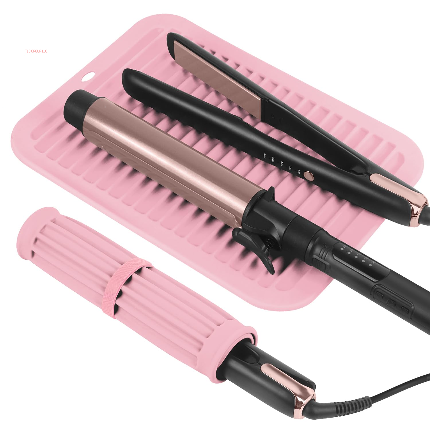 Large Silicone Heat Resistant Mat, Professional Hot Hair Tools Mat for Curling Iron, Flat Iron, Hair Straightener, Portable Hot Pad Cover with Velcro for Travel Home Salon(11.8" X 9.0")