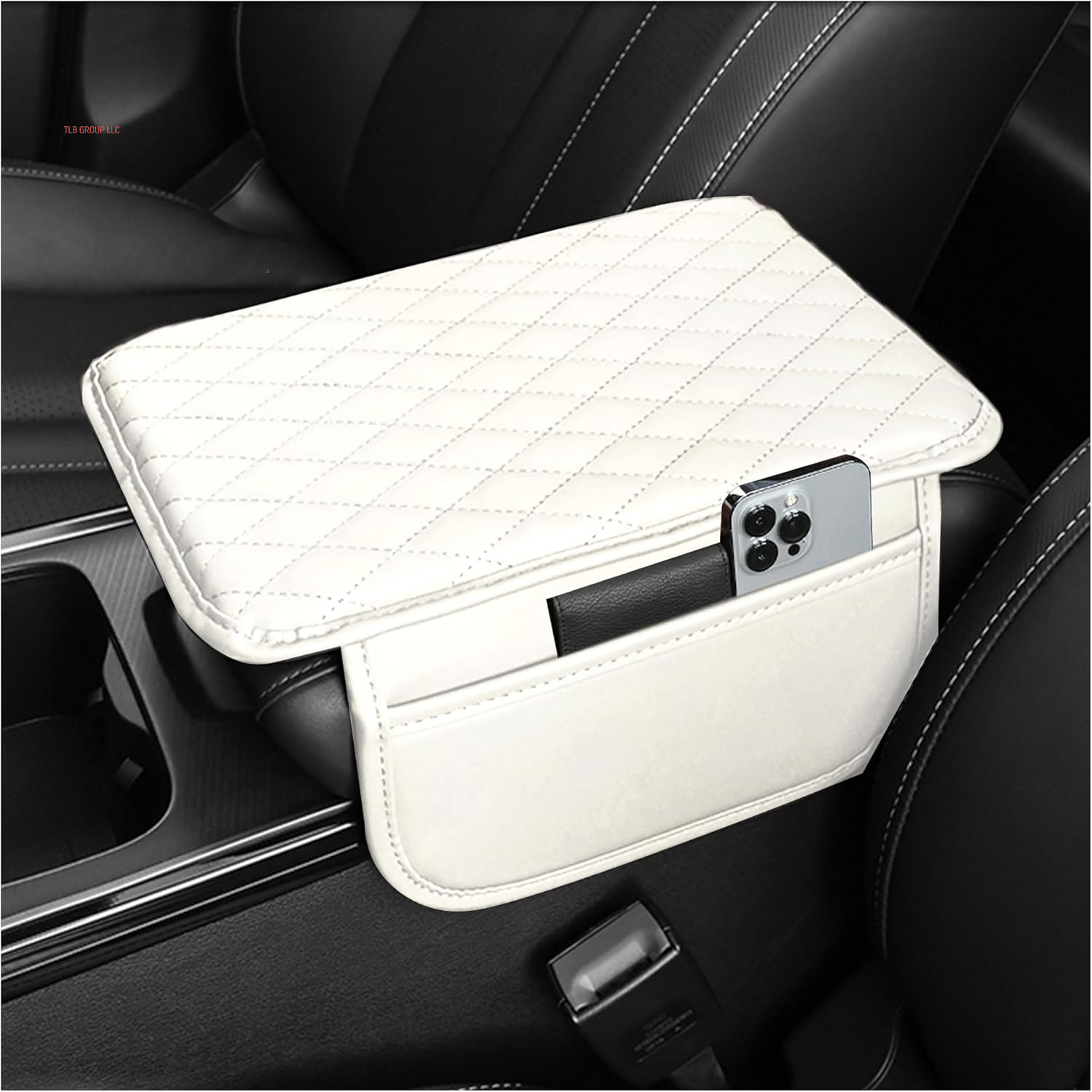 Upgraded Car Center Console Cover,Microfiber Leather Car Armrest Cover Cushion with 2 Storage Bags,Universal Car Armrest Storage Box Car Interior Accessories for Most Vehicles (Black)