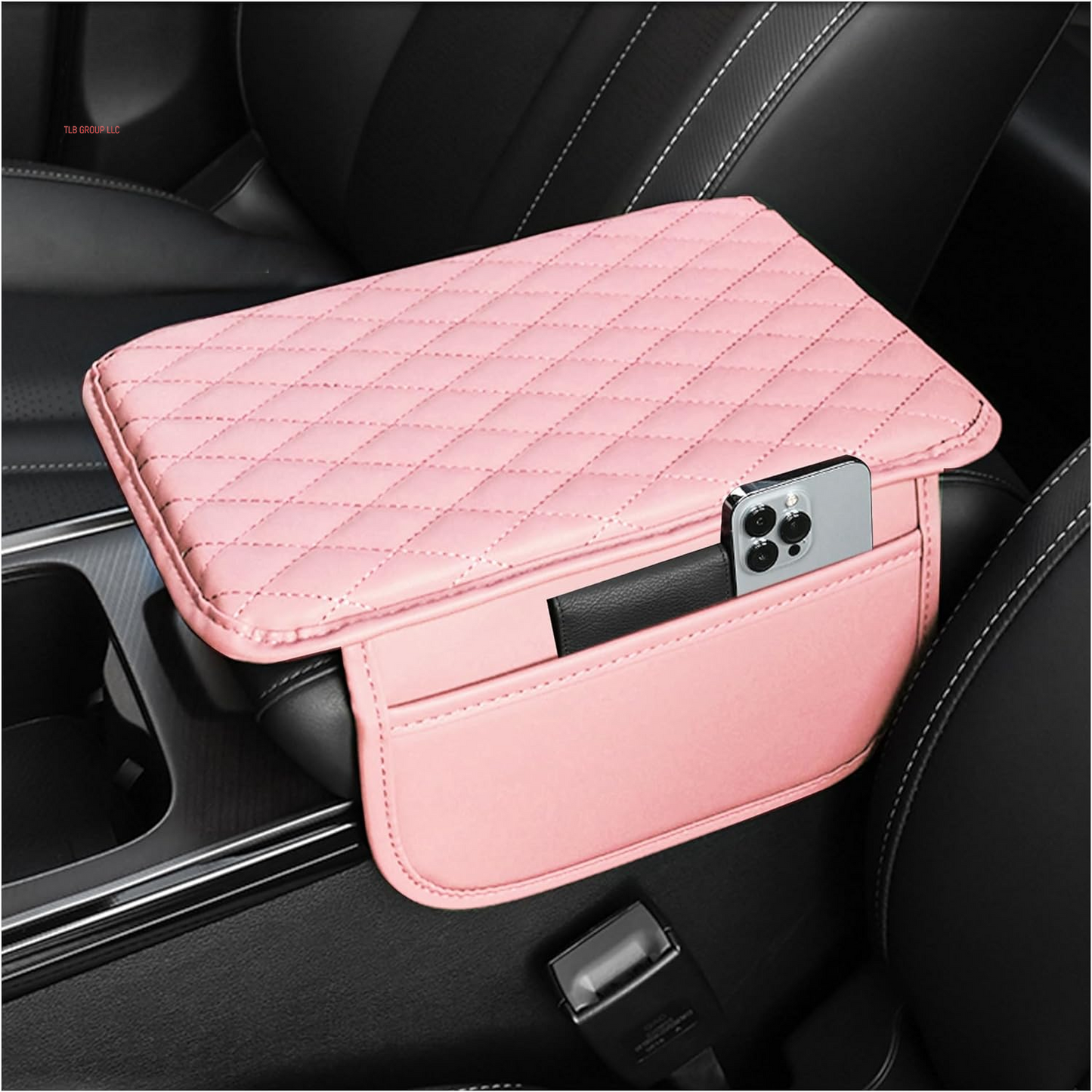 Upgraded Car Center Console Cover,Microfiber Leather Car Armrest Cover Cushion with 2 Storage Bags,Universal Car Armrest Storage Box Car Interior Accessories for Most Vehicles (Black)