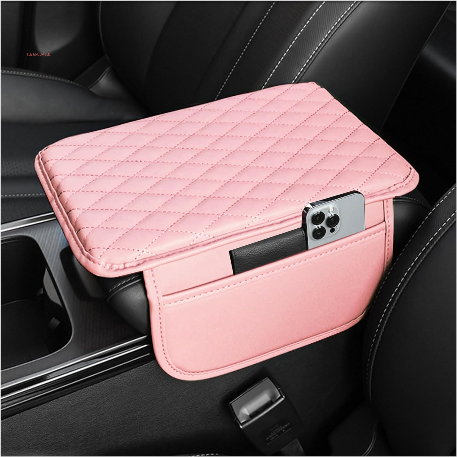 Upgraded Car Center Console Cover,Microfiber Leather Car Armrest Cover Cushion with 2 Storage Bags,Universal Car Armrest Storage Box Car Interior Accessories for Most Vehicles (Black)