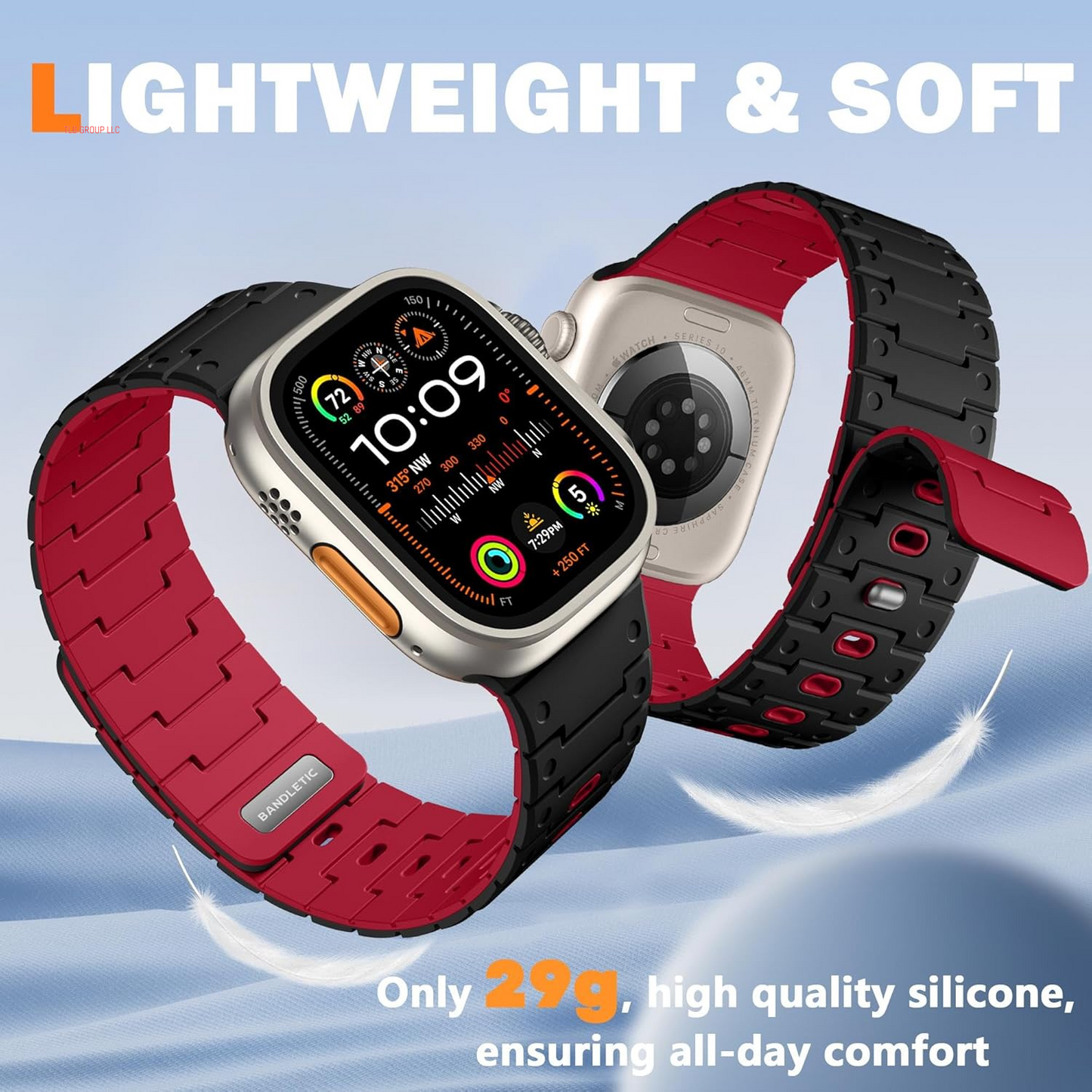 Magnetic Silicone Watch Band + R-Nylon Band Compatible with Apple Watch Series 10 Band 46Mm for Men 49Mm/45Mm/44Mm/42Mm(3/2/1), Sport Watchband for Iwatch SE2/SE/9/8/7/6/5/4