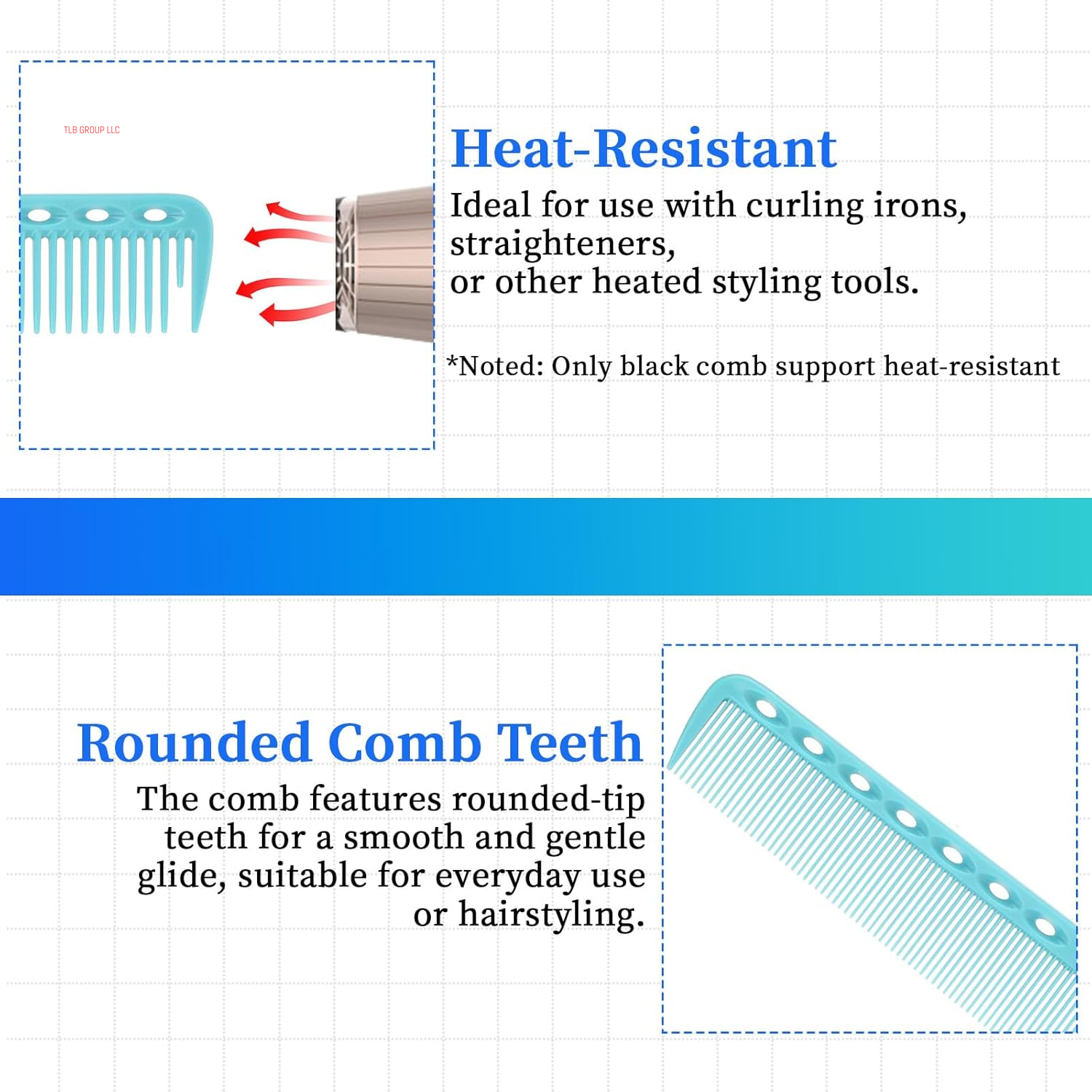 6Pcs Cutting Combs for Hair Stylist Professional Carbon Fine Cutting Comb Heat Resistant Carbon Fiber Salon Hairdressing Comb for Men(Blue, Green, White, Pink, Rose Red, Purple)