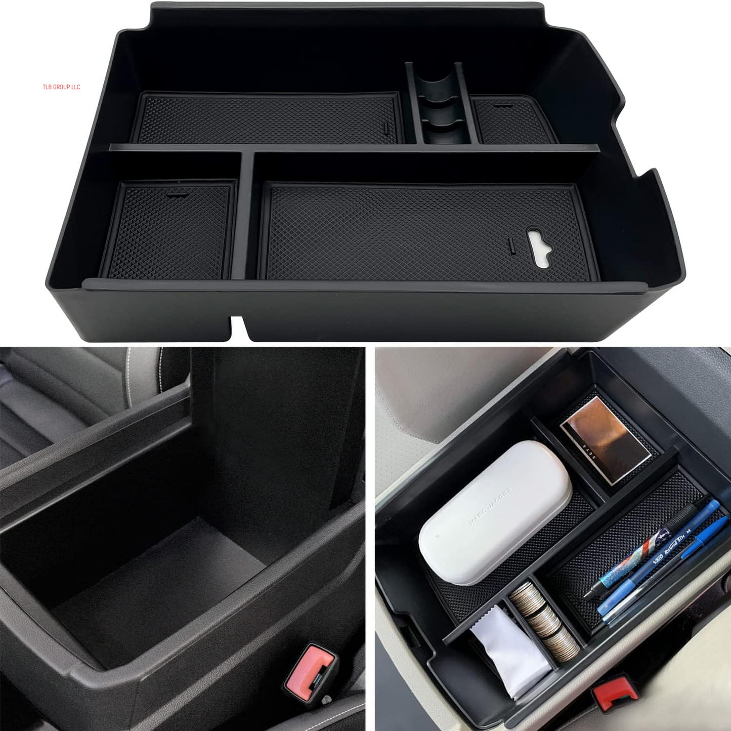 for VW Atlas and Cross Sport Accessories Center Console Organizer 2018 2019 2020 2021 2022 2023 Insert ABS Armrest Box Secondary Storage (Not Fit for 2024)