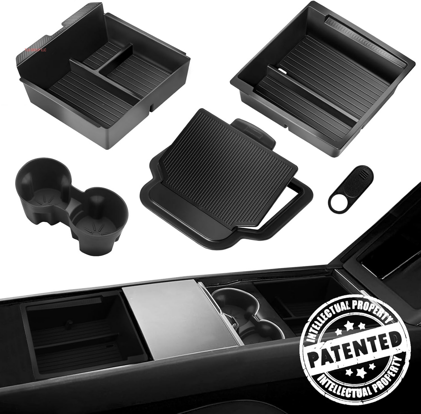 2025 Upgrade Center Console Organizer Tray for Tesla Model 3 Highland Accessories 2024 2025/For Tesla Model Y Juniper Accessories 2025 [Slide Smoothly/Us Patent] Cup Holder Matte Black
