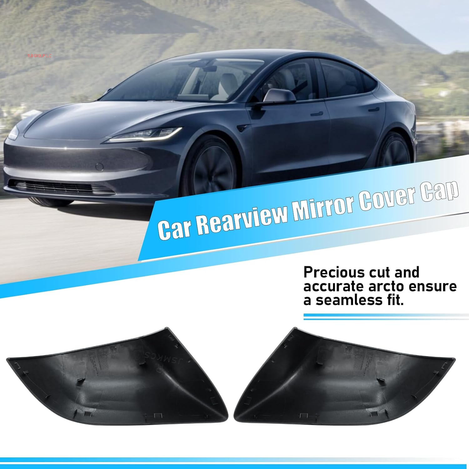 Compatible with Tesla Model 3 Mirror Caps 2017 2018 2019 2020 2021 2022 2023 2024,Left+Right Rear View Side Mirror Cover Cap Replacement for Tesla Model 3 Accessories
