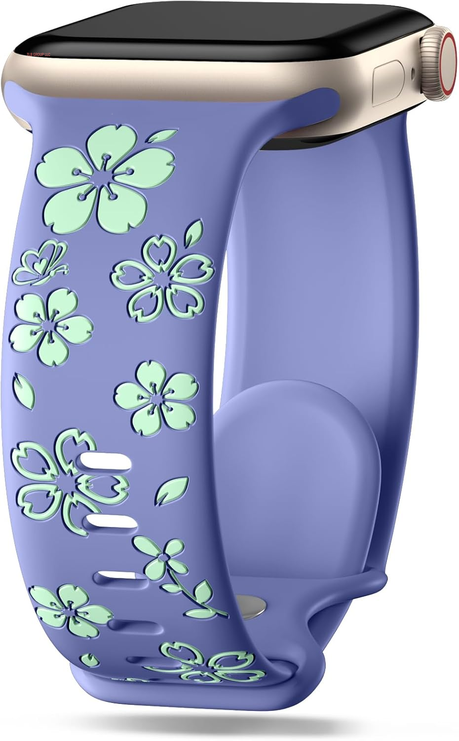 Floral Engraved Band Compatible for Apple Watch Bands for Women 40Mm 41Mm 38Mm 42Mm 44Mm 45Mm 46Mm 49Mm, Cute Flower Silicone Inlay Dressy Strap for Iwatch Series 10 9 8 7 6 5 4 3 2 SE Ultra