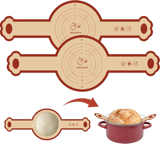 Silicone Bread Sling, 2 Pack Non-Stick & Easy to Clean Reusable Bread Sling for Dutch Oven with Cute Long Handles, Easy and Stable to Transfer Sourdough Bread