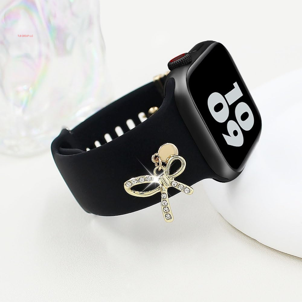 Stylish Silicone Band Compatible with Apple Watch Bands Women 49 46 45 44 42 41 40 38Mm,Wristband with Unique Charms Pendants for Iwatch Series 10 9 8 7 6 5 4 3 SE Ultra 2