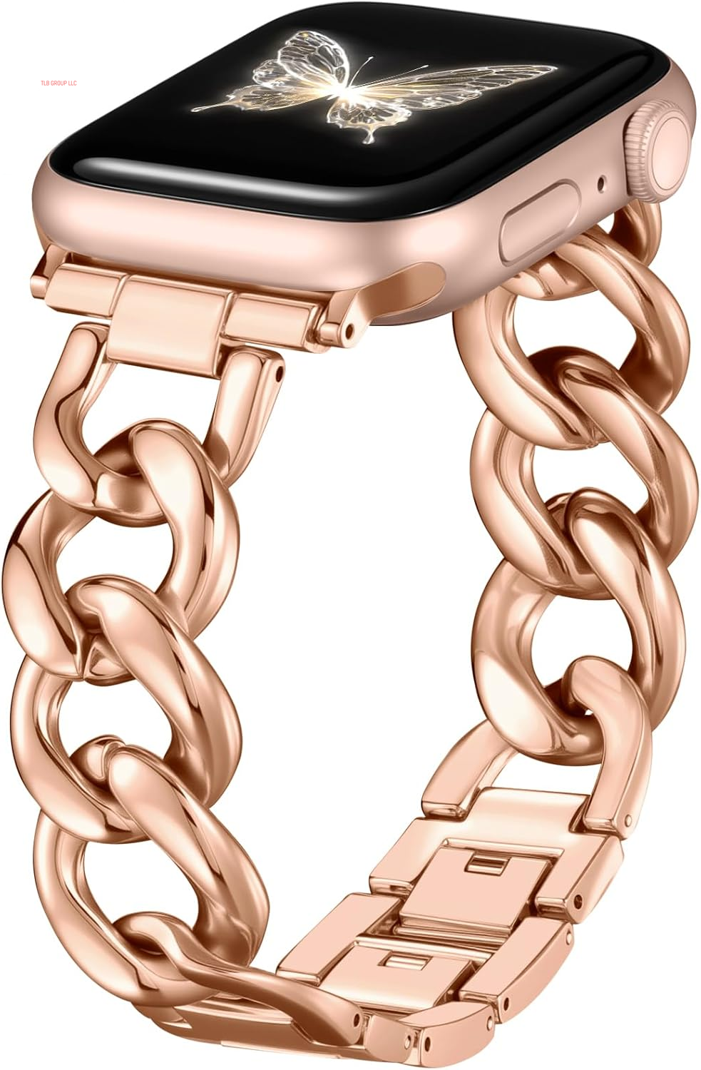 Gold Band Compatible with Apple Watch Bands for Women 40Mm 38Mm 41Mm 42Mm 44Mm 45Mm 46Mm, Metal Chain Link Steel Replacement Accessories Bracelet for Iwatch Bands Series 10 9 8 7 6 5 4 3 2 1 SE
