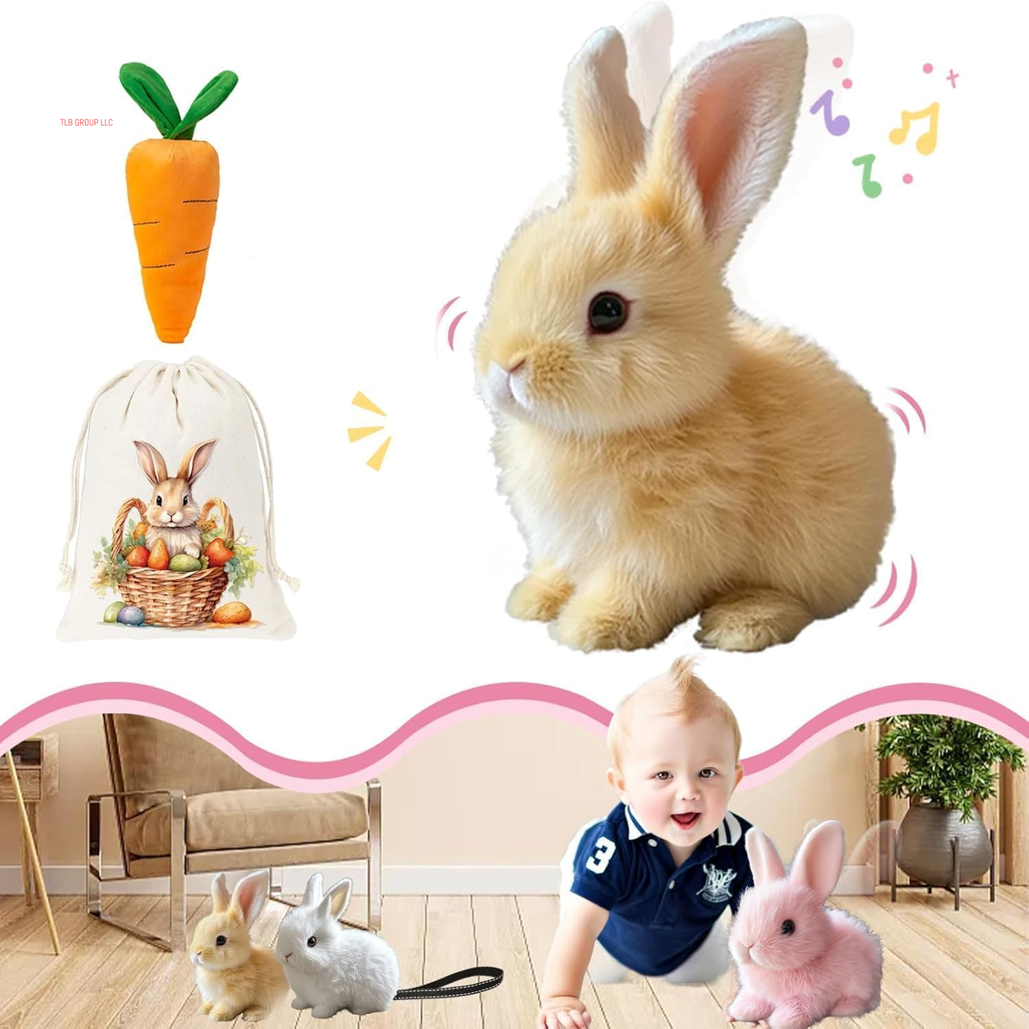 2025 New Bunny - Easter My Realistic Bunny Toy, Interactive Bunny Realistic Bunny - Jumping, Twitching, and Shaking Ears,Realistic Bunny Toys (Brown)
