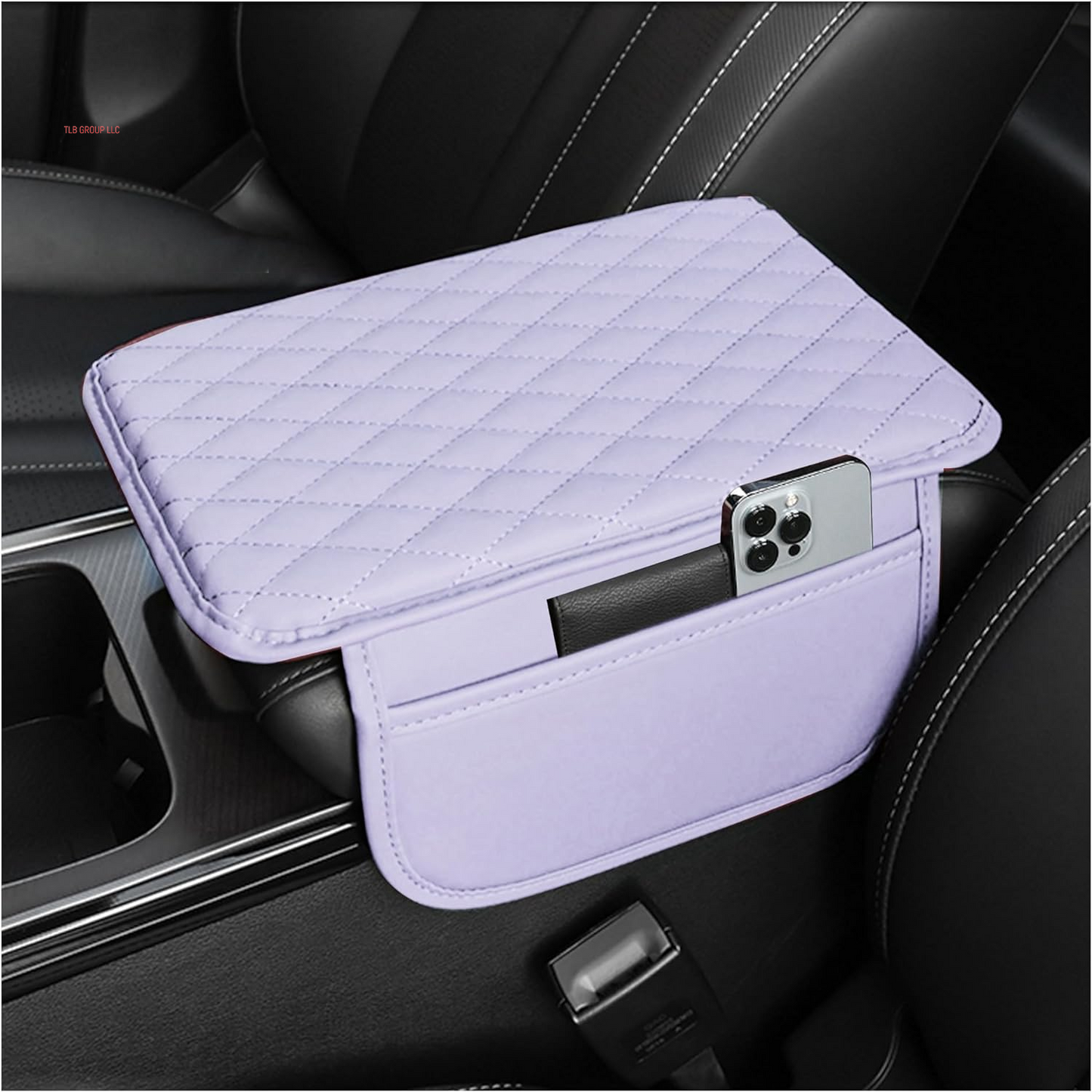 Upgraded Car Center Console Cover,Microfiber Leather Car Armrest Cover Cushion with 2 Storage Bags,Universal Car Armrest Storage Box Car Interior Accessories for Most Vehicles (Black)