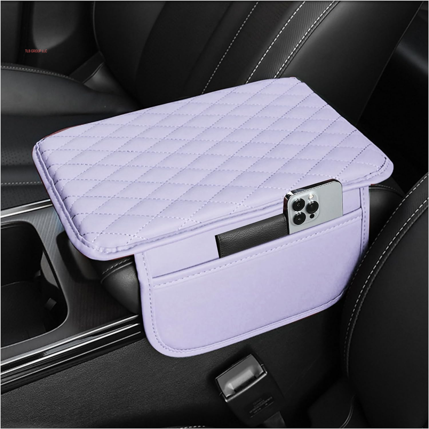 Upgraded Car Center Console Cover,Microfiber Leather Car Armrest Cover Cushion with 2 Storage Bags,Universal Car Armrest Storage Box Car Interior Accessories for Most Vehicles (Black)