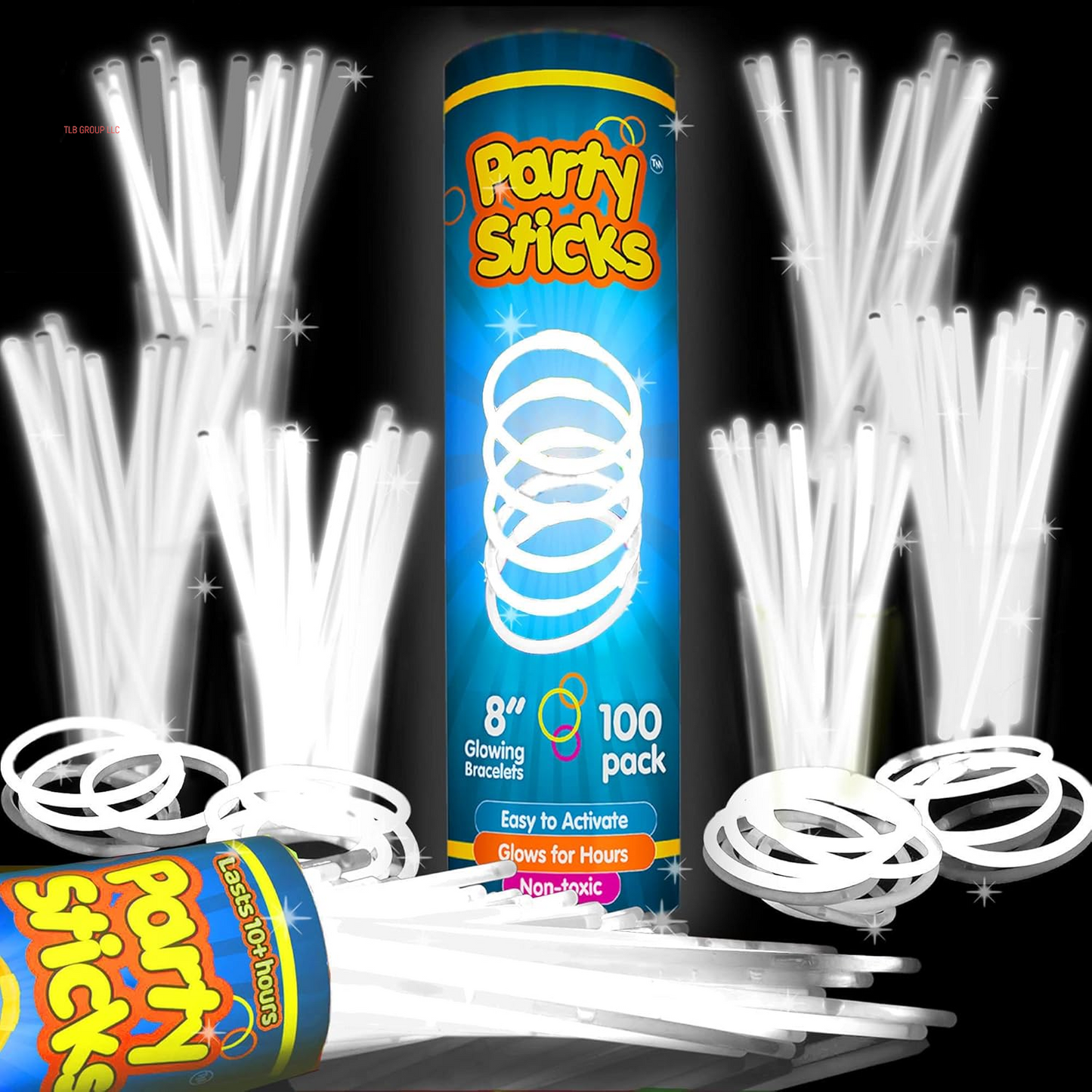 Glow Sticks Party Supplies 100Pk - 8 Inch Glow in the Dark Light up Sticks Party Favors, Glow Decorations, Neon Party Glow Necklaces and Glow Bracelets with Connectors