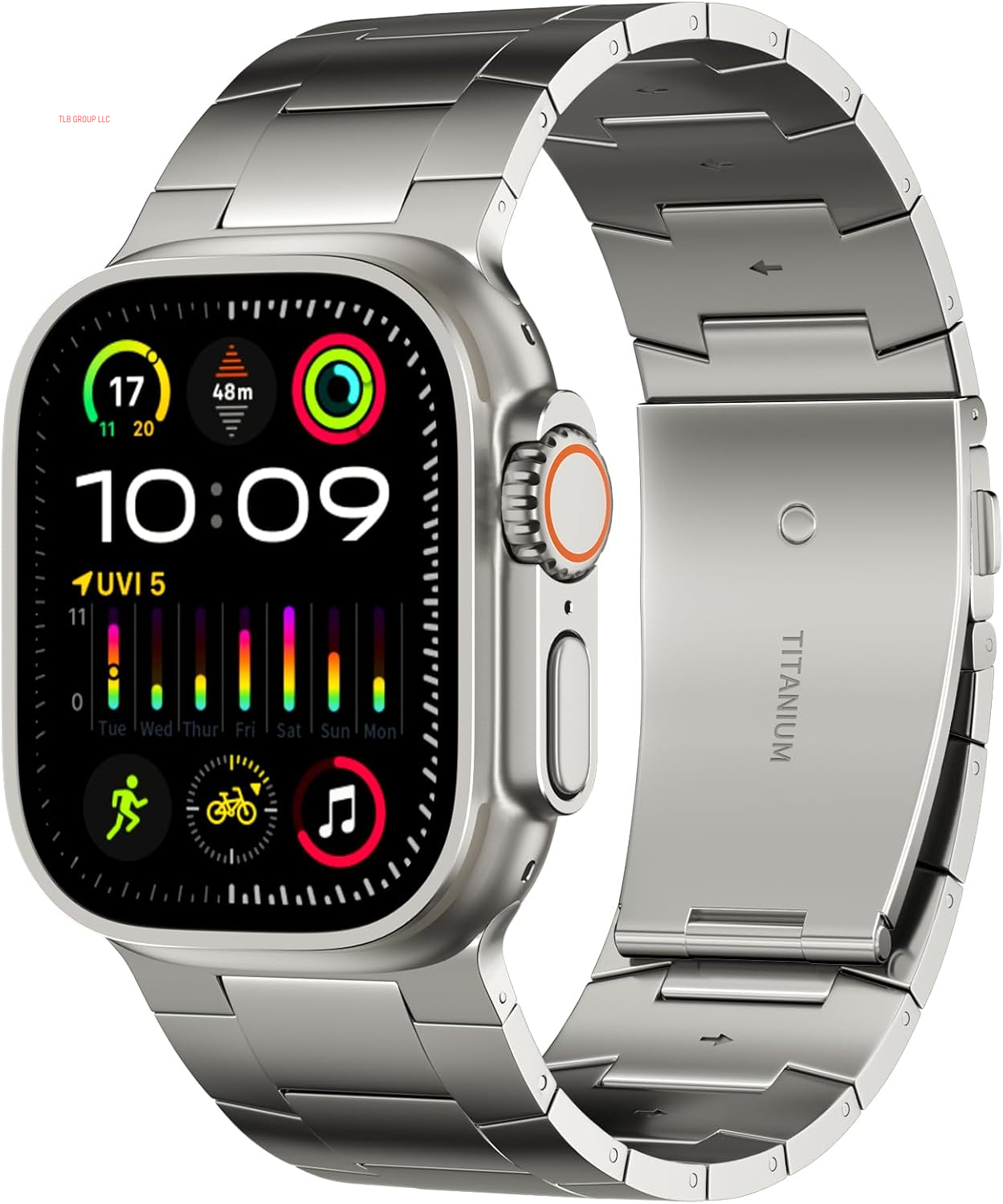 Full Titanium Band Compatible with Apple Watch Ultra 49Mm / Ultra 2 49Mm / Series 10 46Mm, 26Mm Wide Adjustable Links with Titanium Magnetic Clasp Connectors and DLC Coating