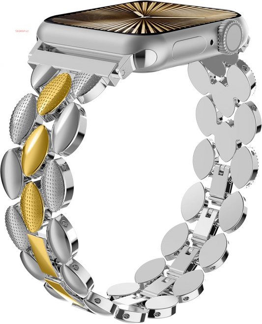 Elegant Metal Strap Compatible with Apple Watch Band 38Mm 40Mm 41Mm 42Mm Metal Fashion Women Replacement Strap Bracelet for Iwatch Series 10/9/8/7/6/5/4/3/2/1 Gold/Silver