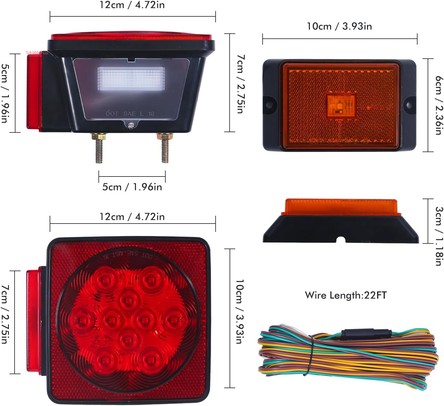 70205 Trailer Light Kit - 12V All LED, Left and Right Waterproof Submersible for Trailers, Boat Trailer Truck Marine Camper RV Snowmobile, Red