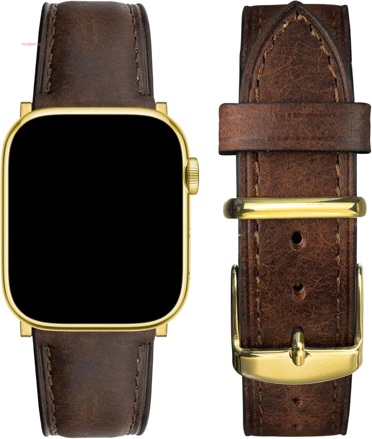 Slim Leather Compatible with Apple Watch Bands Women/Men 38/40/41/42/44/45/46/49Mm, Vintage Textured Leather Band for Iwatch Series 10 9 8 7 6 5 4 3 2 1 SE, Gold Metal Buckle