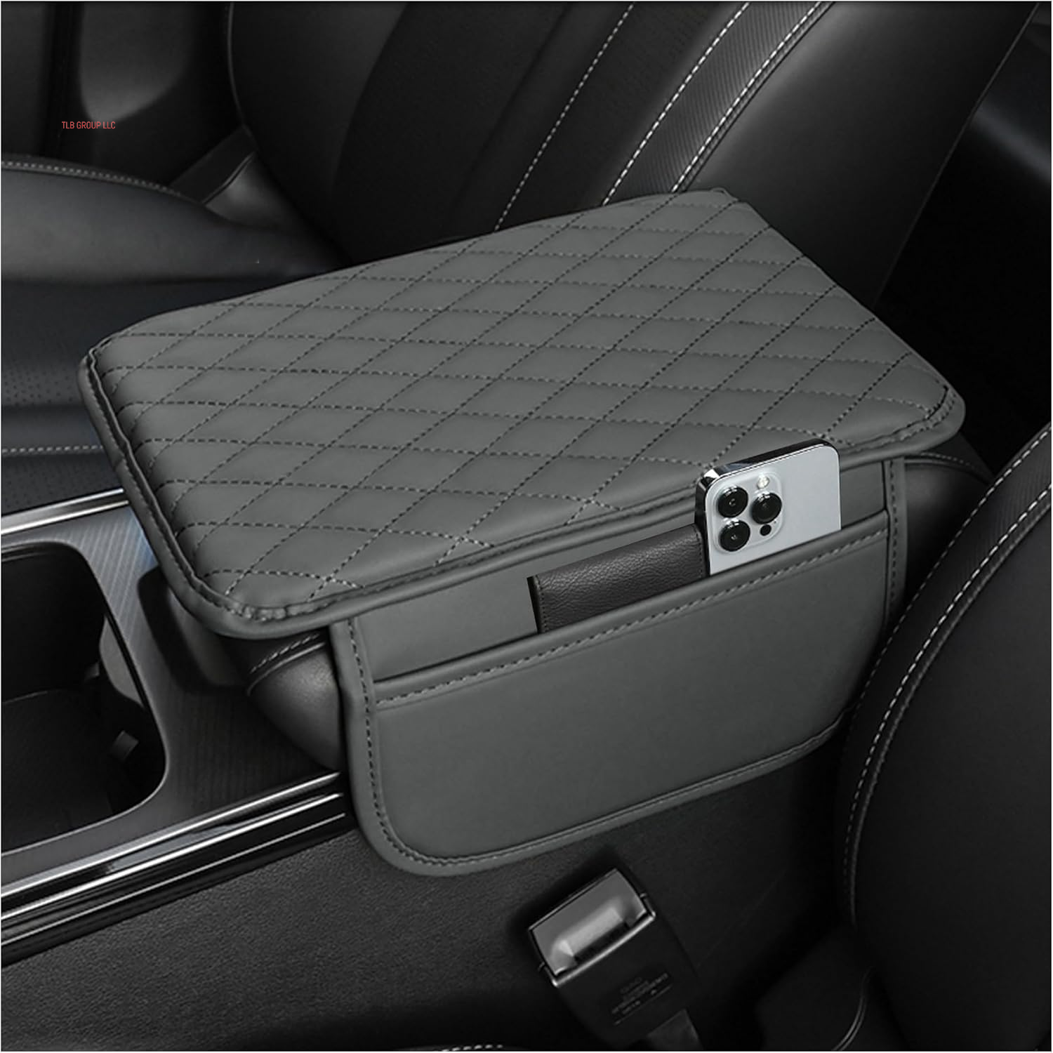 Upgraded Car Center Console Cover,Microfiber Leather Car Armrest Cover Cushion with 2 Storage Bags,Universal Car Armrest Storage Box Car Interior Accessories for Most Vehicles (Black)