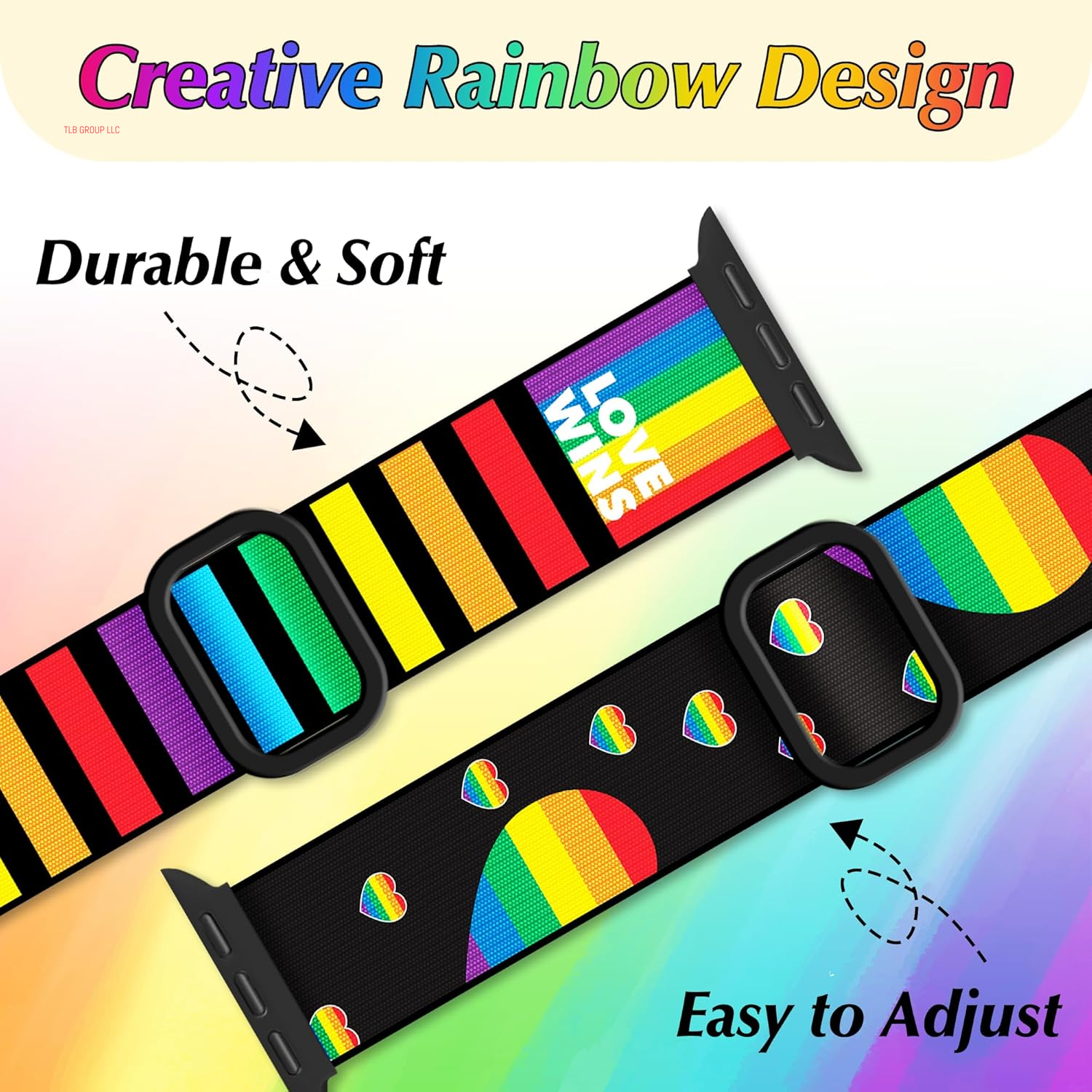 Pride Rainbow Stretchy Band for Apple Watch Bands 46Mm 45Mm 44Mm 49 42Mm(S3) for Women Men Iwatch Bands SE Series 10 9 8 7 6 5 4 3, Dressy Cute LGBTQ Elastic Nylon Loop for Apple Watch Band-A
