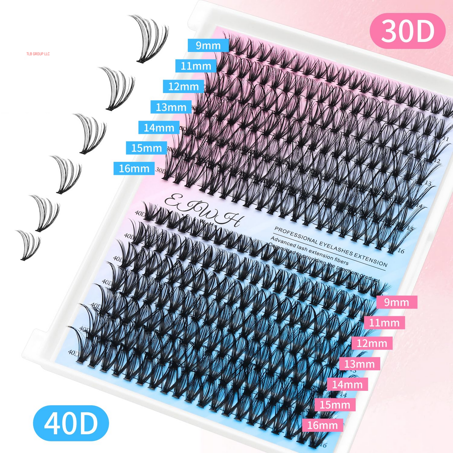 DIY Lash Extension Kit Volume Lash Clusters 30D+40D D Curl Individual 280 Pcs Lashes Lash Clusters Kit Thick Eyelash Extension Kit Lash Bond Seal Lash Tweezers 10 Pcs Eyelash Brush (30D&40D KIT)