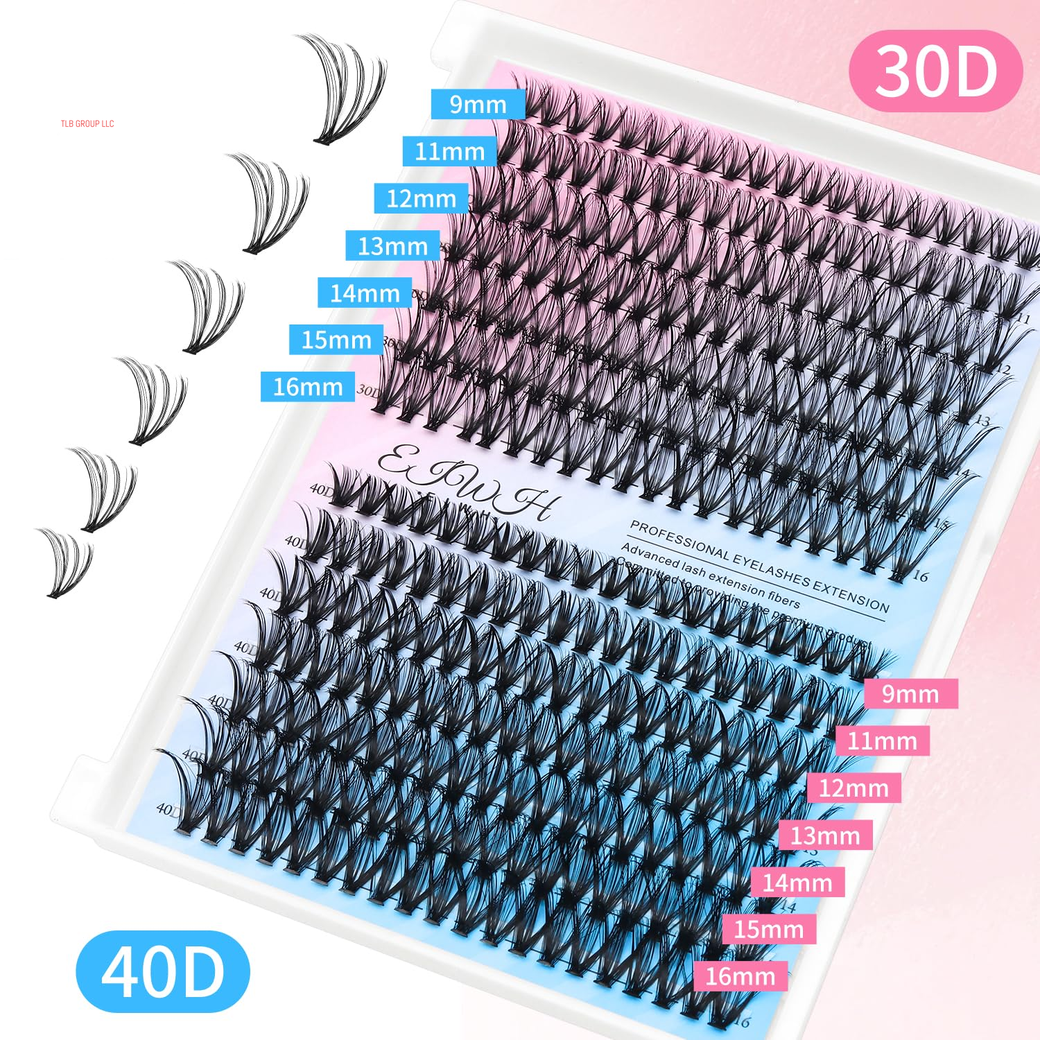 DIY Lash Extension Kit Volume Lash Clusters 30D+40D D Curl Individual 280 Pcs Lashes Lash Clusters Kit Thick Eyelash Extension Kit Lash Bond Seal Lash Tweezers 10 Pcs Eyelash Brush (30D&40D KIT)