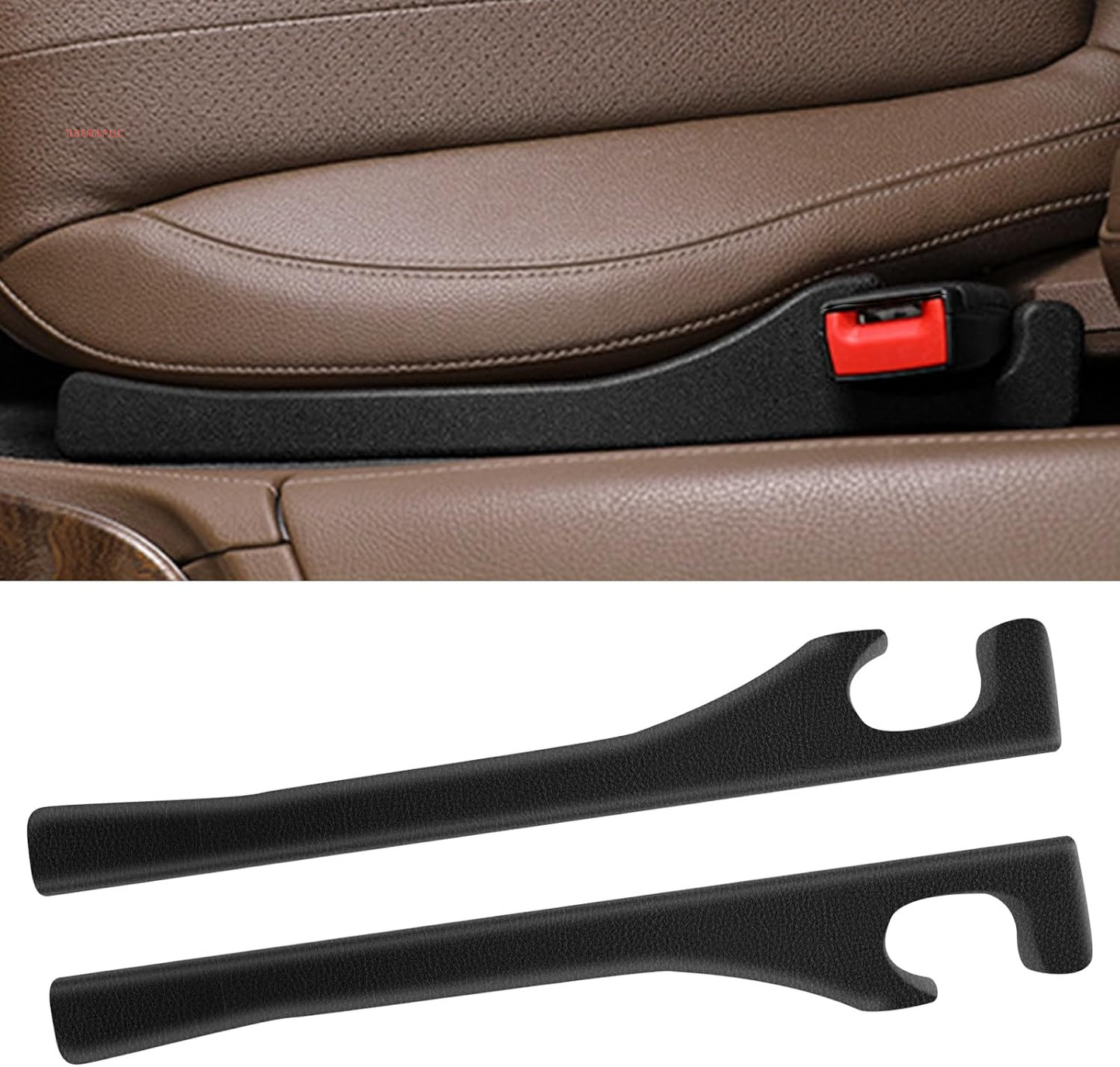 2 Pack Car Seat Gap Filler, Fit PU Leather, No More Lost Items, Prevents Drops & Clutter–Universal Fit Seat Gap Plug for Cars, Suvs & Trucks – Sleek Design, Easy Install (Black)