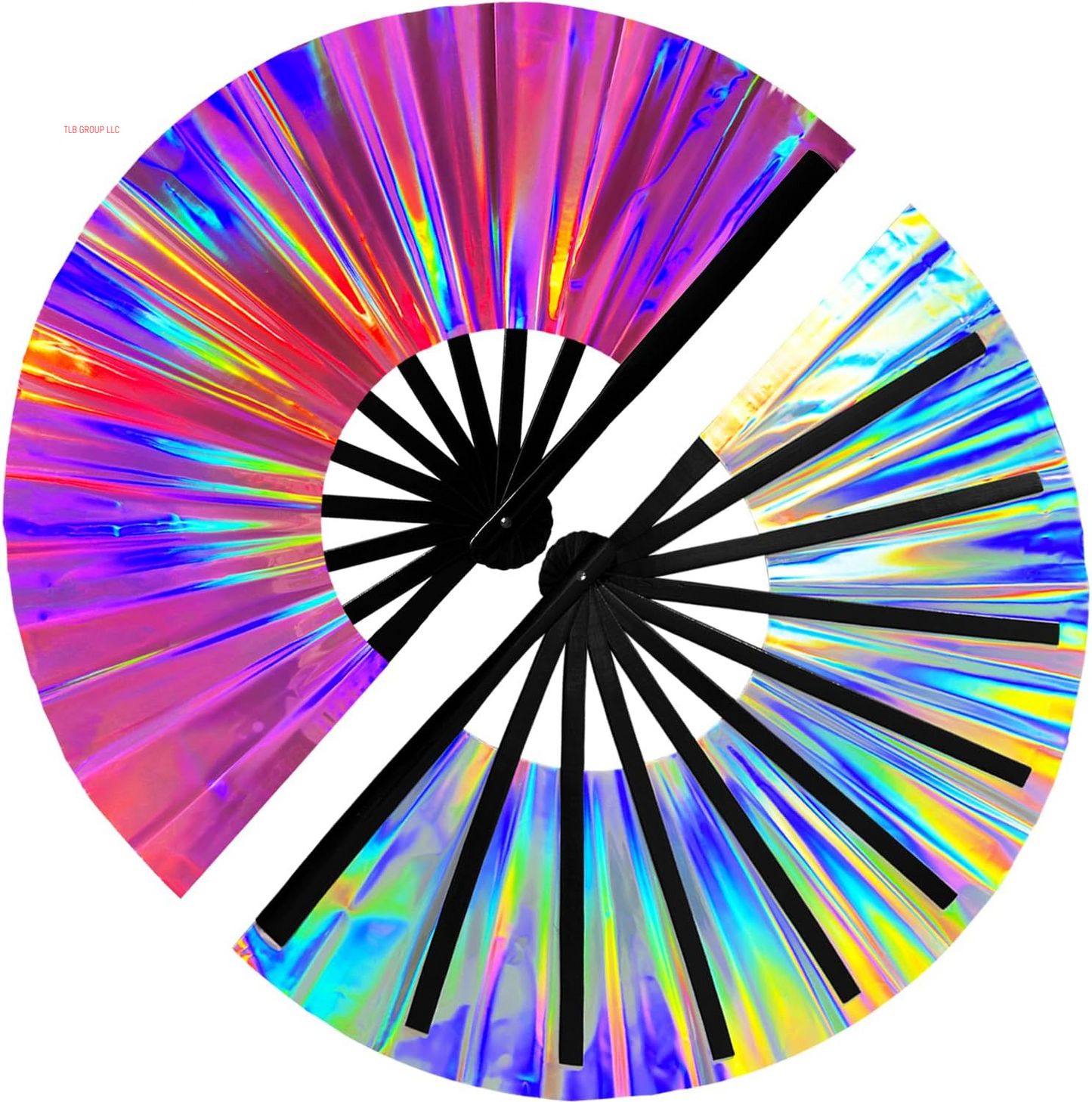 1Pcs Boots on the Ground Fan, 2025 New Line Dance Popping Fan,Holographic Purple Laser Colors Hand Fan,Clap Fans for Line Dancing,Clack Handheld Large Folding Hand Rave Fan