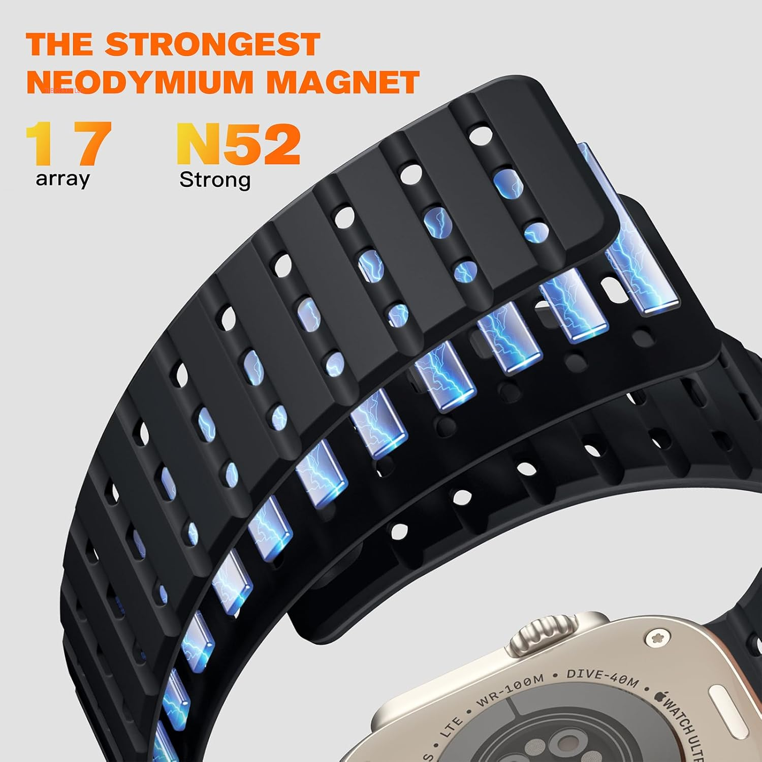 R-Lite Fit + R-Steel Sport Magnetic Band & Silicone Band Compatible with Apple Watch Ultra 2/Ultra (49Mm/46Mm/45Mm/44Mm/42Mm) (3/2/1)