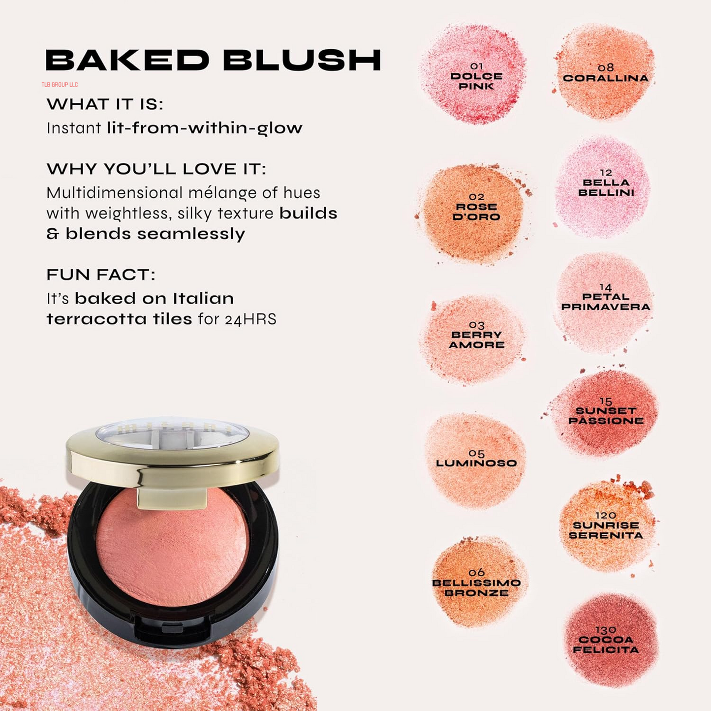 Baked Blush, Powder Blush for Cheeks, Cruelty Free Makeup - Shape, Contour & Highlight Face for a Shimmery or Matte Finish -Dolce Pink