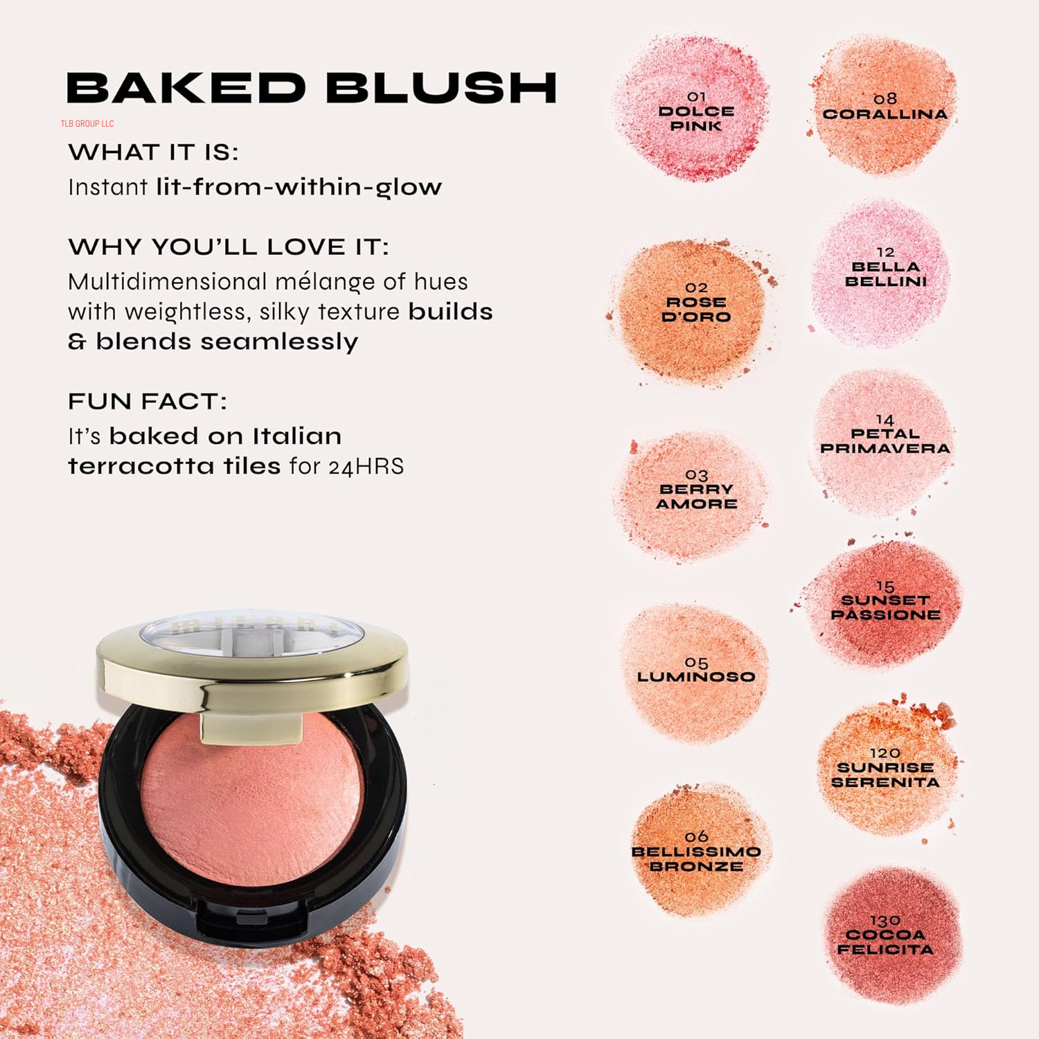 Baked Blush, Powder Blush for Cheeks, Cruelty Free Makeup - Shape, Contour & Highlight Face for a Shimmery or Matte Finish -Dolce Pink