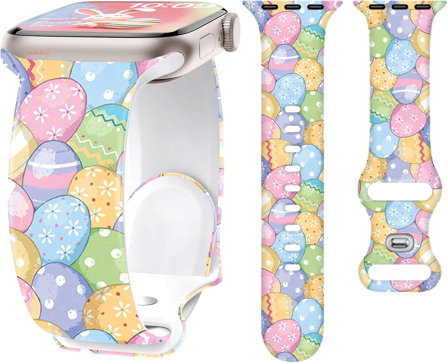 Easter Eggs Band for Apple Watch Bands 40Mm 41Mm 42Mm(S10) 38Mm for Women, Silicone Iwatch Bands for Women Series 10 9 8 7 SE 6 5 4 3 Holiday Gift Dressy Fancy Cute Strap for Apple Watch Band