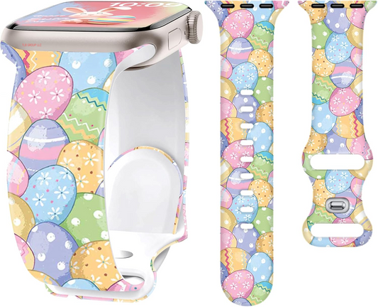 Easter Eggs Band for Apple Watch Bands 40Mm 41Mm 42Mm(S10) 38Mm for Women, Silicone Iwatch Bands for Women Series 10 9 8 7 SE 6 5 4 3 Holiday Gift Dressy Fancy Cute Strap for Apple Watch Band