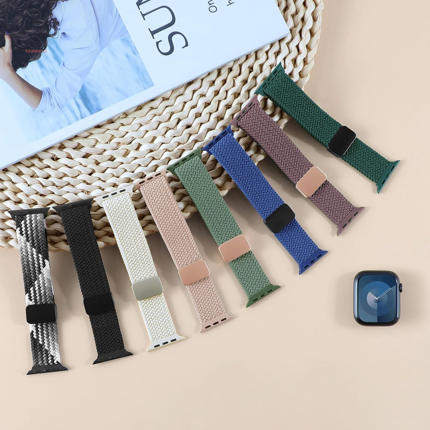Magnetic Braided Stretchy Loop - Compatible with Apple Watch Band 42Mm 46Mm 40Mm 41Mm 44Mm 45Mm 38Mm Ultra/2 49Mm Women Men,Elastic Woven Fabric Nylon Strap for Iwatch Ultra Series 10 9 8 7 6 5 4 3 SE