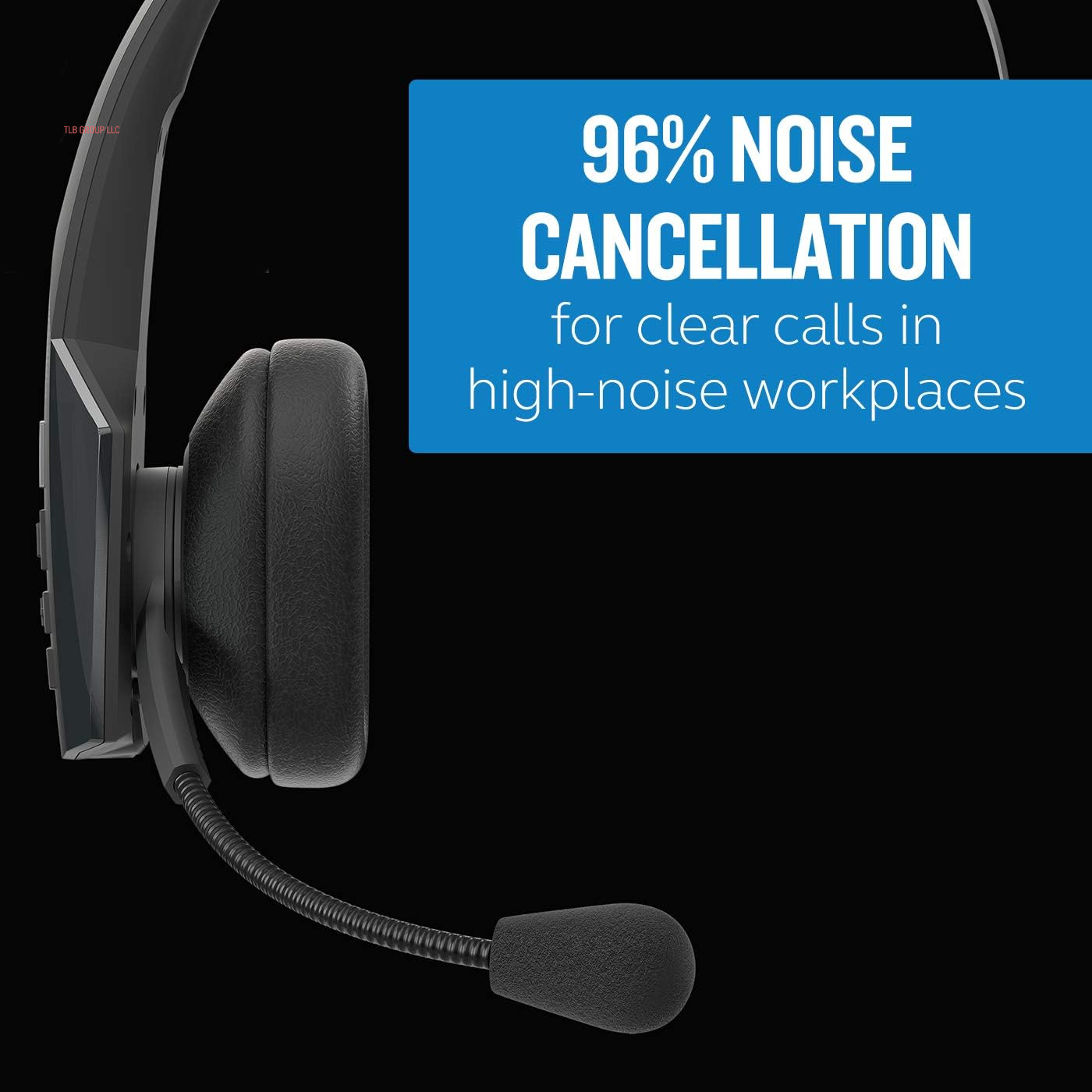 B350-XT Mono Bluetooth Wireless Headphones 96% Noise Canceling over Head Trucker Headset with Mic, Adjustable Lightweight Headband, Ip54-Rated Protection, 24 Hrs. Talk Time, Black