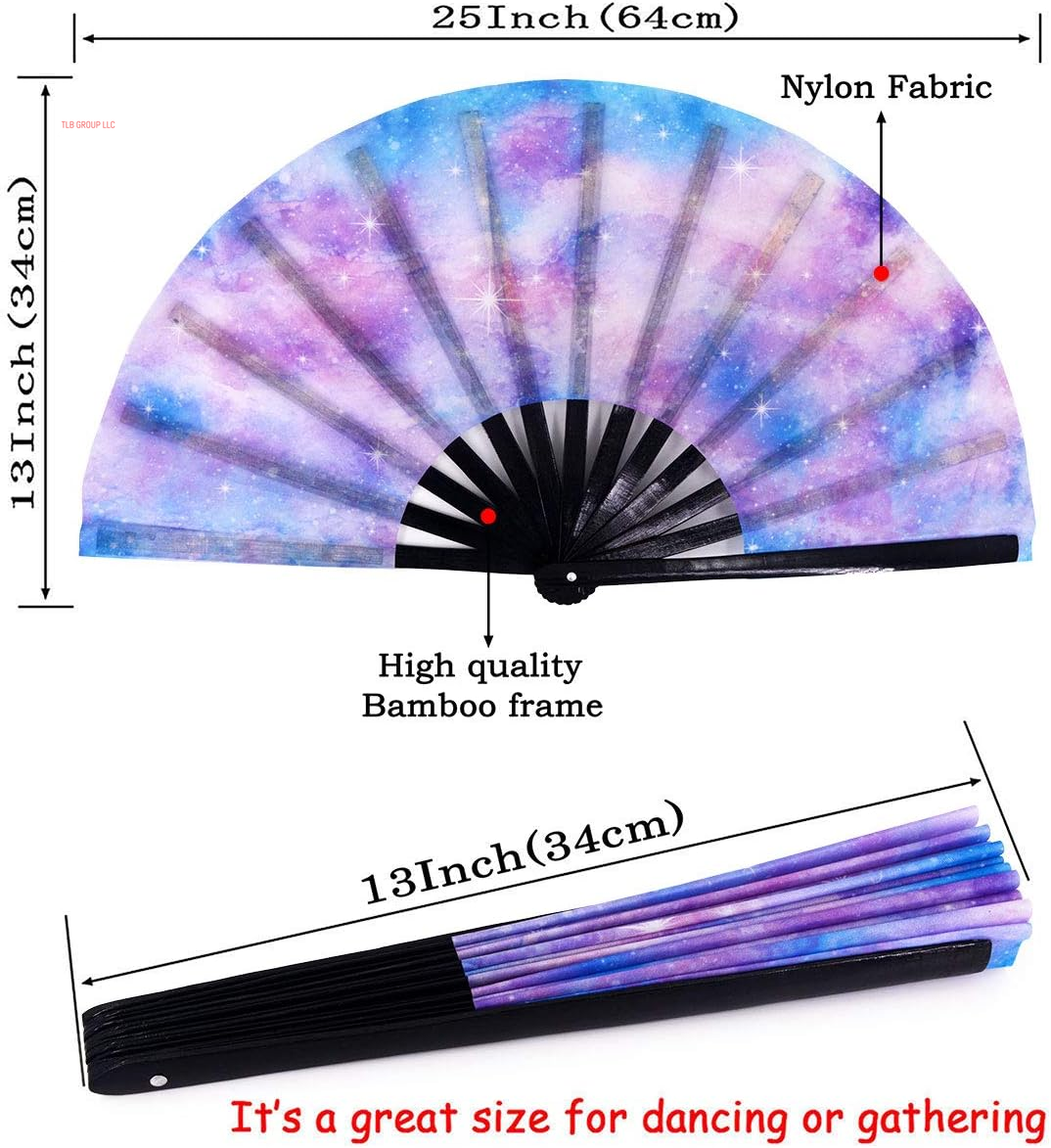 Large Folding Hand Rave Fan Popping Fans Clap Fans for Line Dancing, Big Clacking Fan for Boots on the Ground Dance,Party,Decoration,Festival (Galaxy)