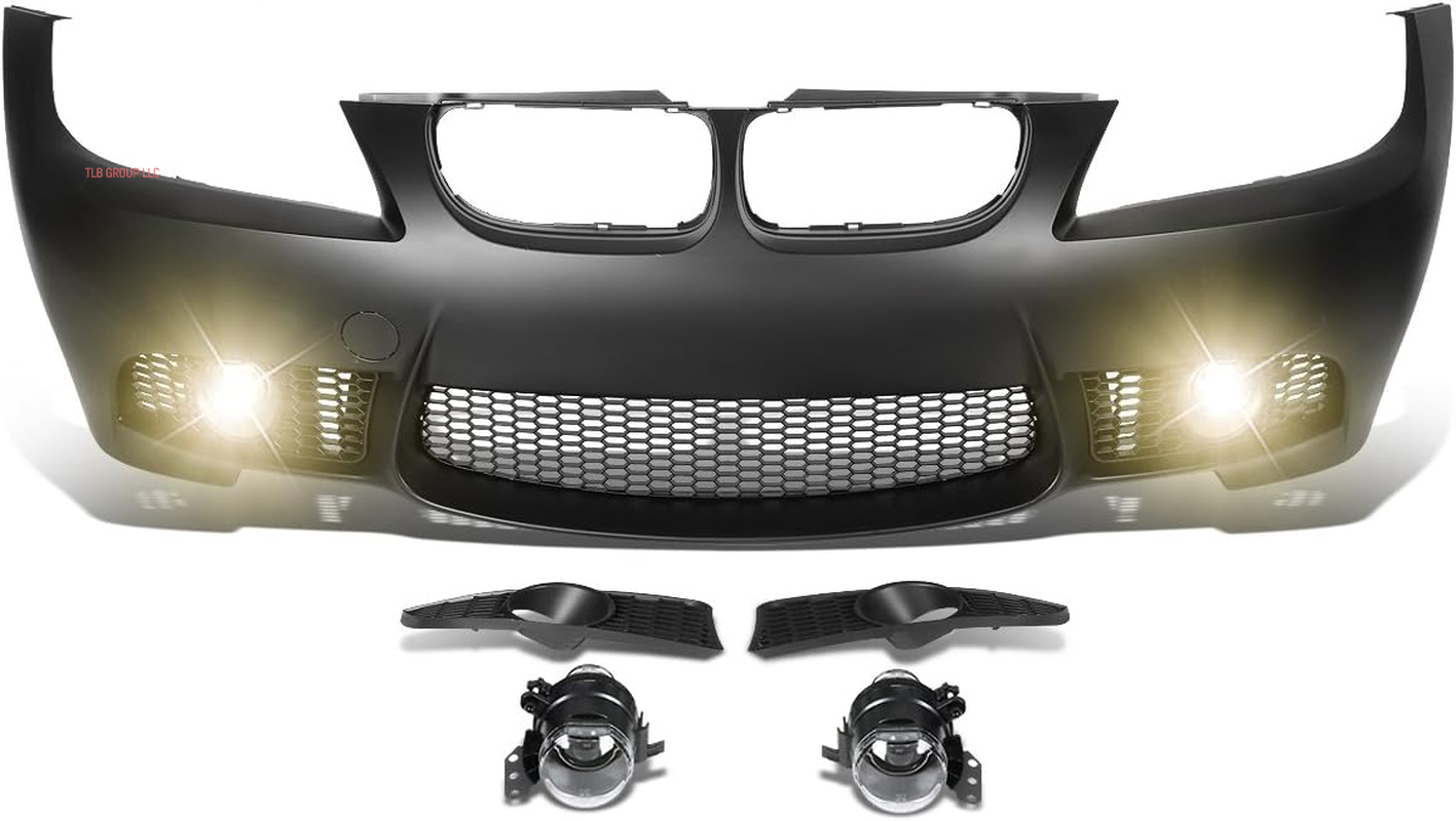 M3 Style Front Bumper with Fog Lights Compatible with 09-11 E90 4-Door, FBP-FL-005