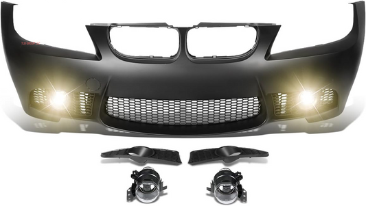 M3 Style Front Bumper with Fog Lights Compatible with 09-11 E90 4-Door, FBP-FL-005