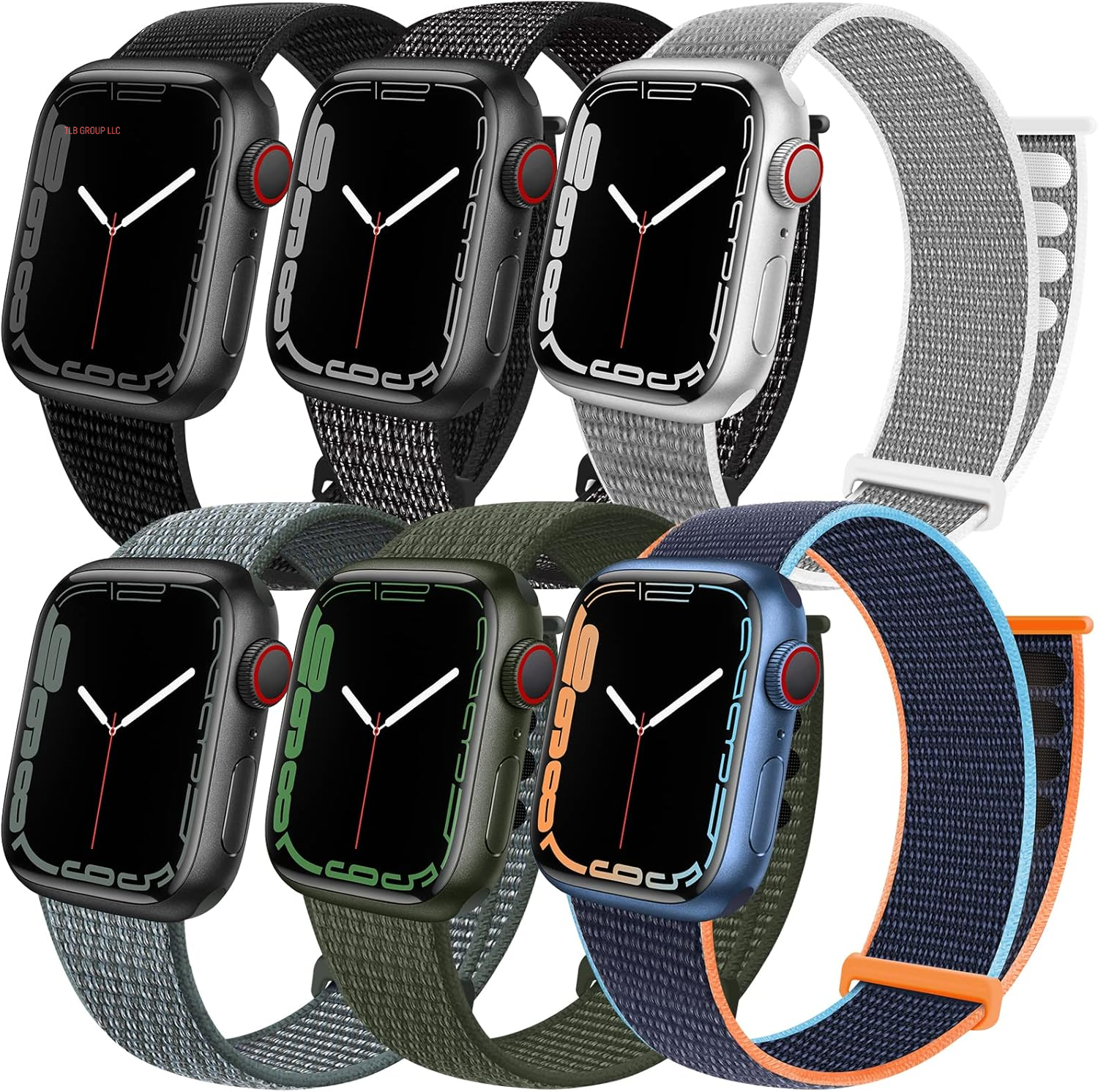 6 Pack Sport Loop Band Compatible with Apple Watch 38Mm 40Mm 41Mm 42Mm 44Mm 45Mm 46Mm 49Mm for Iwatch Ultra Series 10 9 8 7 6 5 SE 4 3 2 1 Strap Nylon Women Men Stretchy Braided Wristband Breathable