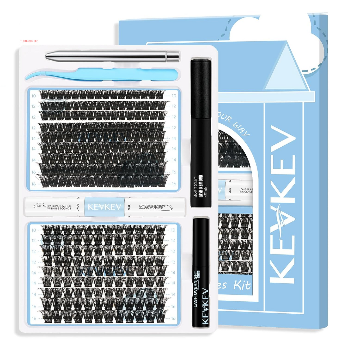 Lash Clusters Kit Lash Extension Kit D Curl Eyelash Extension Kit 280 Pcs Eyelash Clusters Kit Cluster Eyelash Extensions Individual Lashes Kit with Lash Bond and Seal Eyelash Tweezers