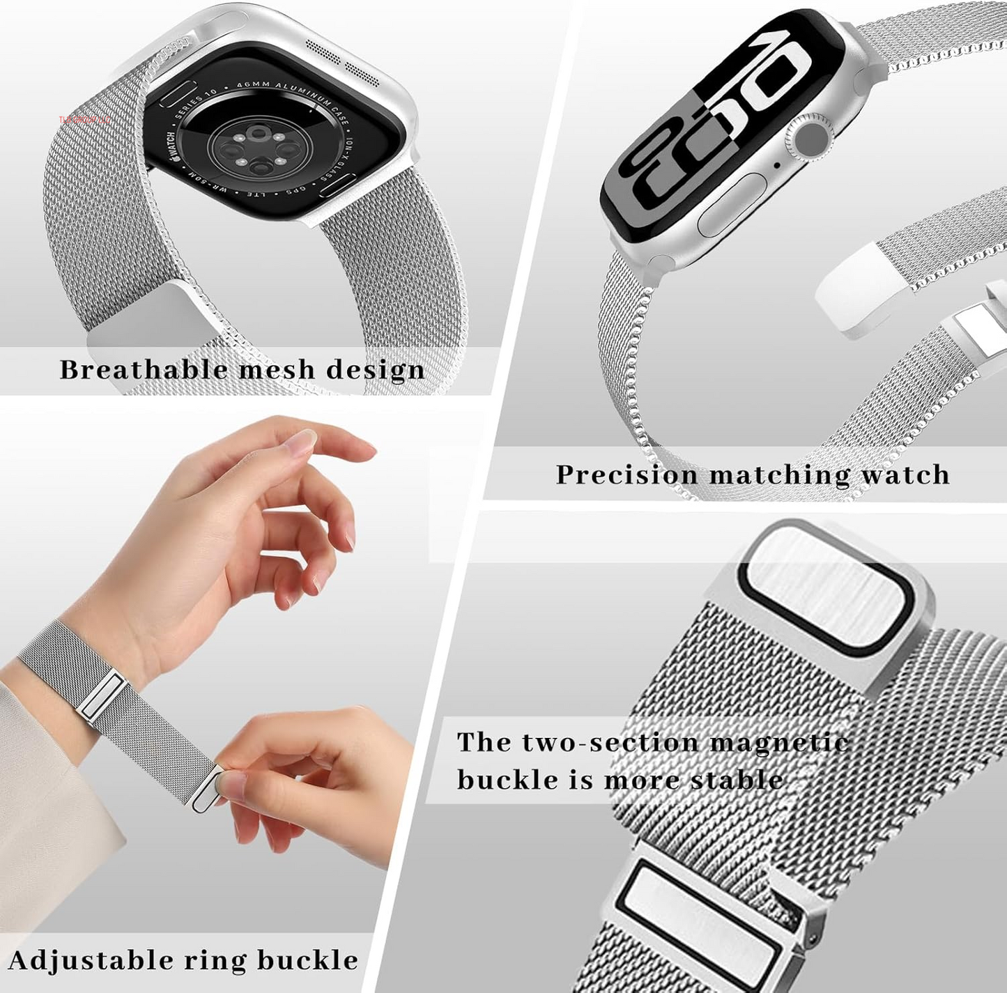 Stainless Steel Loop Compatible with Apple Watch Band 46Mm 42Mm 44Mm 45Mm 49Mm 38Mm 40Mm 41Mm Men Women, Milanis Mesh Loop Magnetic Clasp Replacement for Iwatch Bands Ultra Series 10 9 8 7 6 5 4 SE