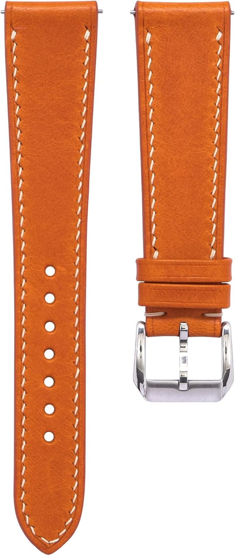 Buttero Full Grain Vegetable Tanned Leather Mens Watch Band - 19Mm 20Mm 22Mm Quick Release Watch Band - Handmade Premium Leather Watch Strap - Italian Genuine Leather Replacement Band