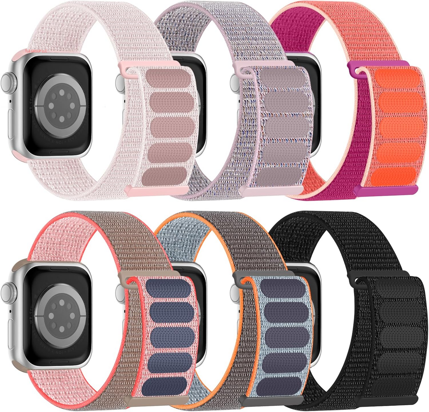6 Pack Sport Nylon Loop Band Compatible with Apple Watch Bands 38Mm 40Mm 41Mm 42Mm 44Mm 45Mm 46Mm 49Mm for Women Men, Adjustable Breathable Braided Straps for Iwatch Series 10/9/8/7/6/5/4/3/Se/Ultra