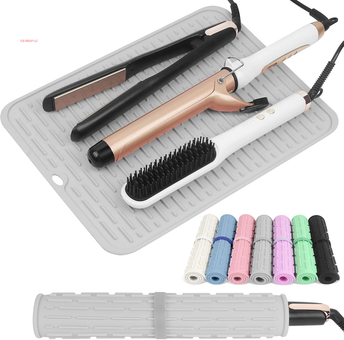 Oversize Silicone Heat Resistant Mat for Hair Tools, Curling Iron Mat, Hot Tools Holder, Portable Flat Iron Hair Straightener Pad Cover for Travel Vanity Salon(14.2" X 11.0")