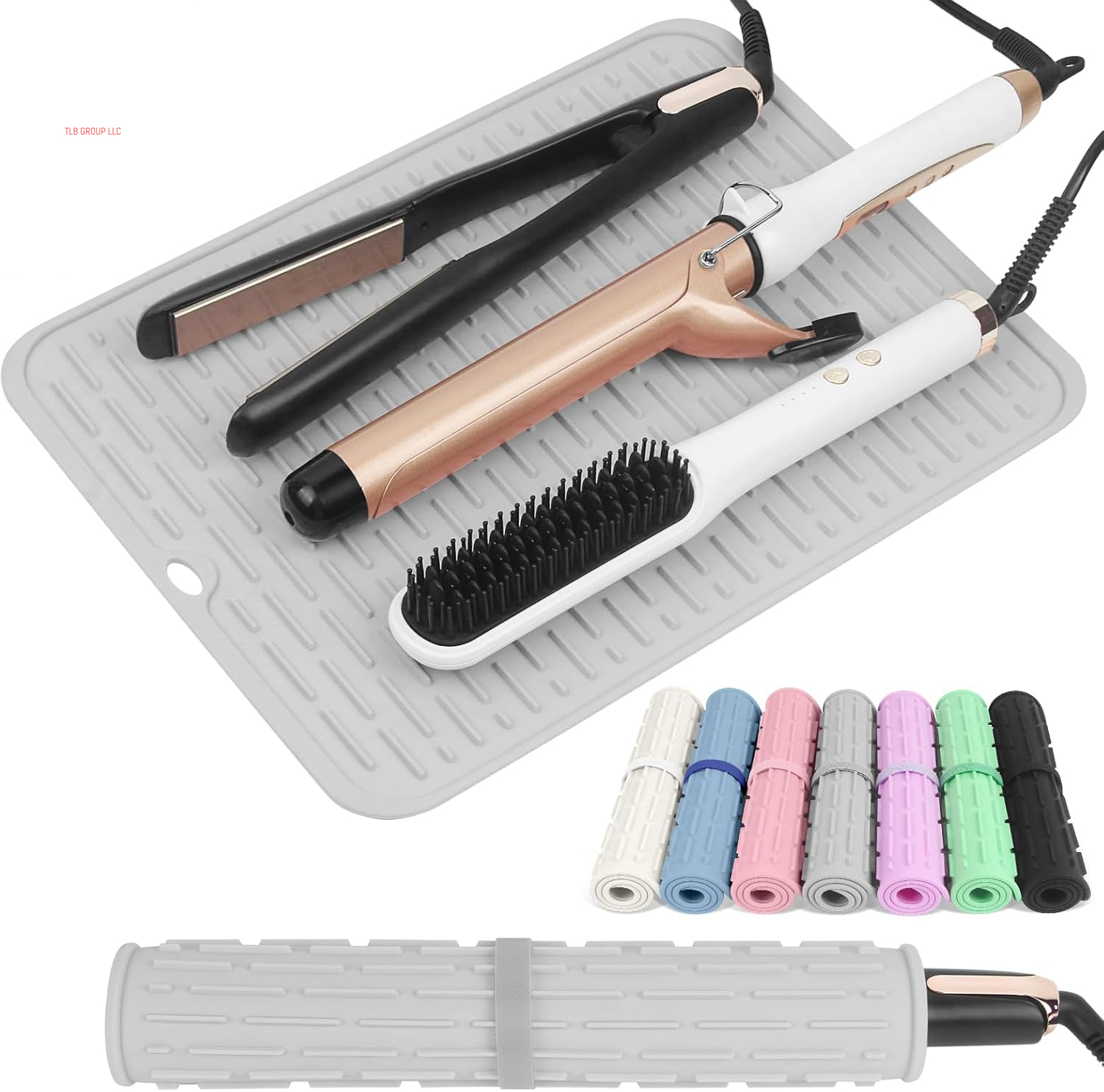 Oversize Silicone Heat Resistant Mat for Hair Tools, Curling Iron Mat, Hot Tools Holder, Portable Flat Iron Hair Straightener Pad Cover for Travel Vanity Salon(14.2" X 11.0")