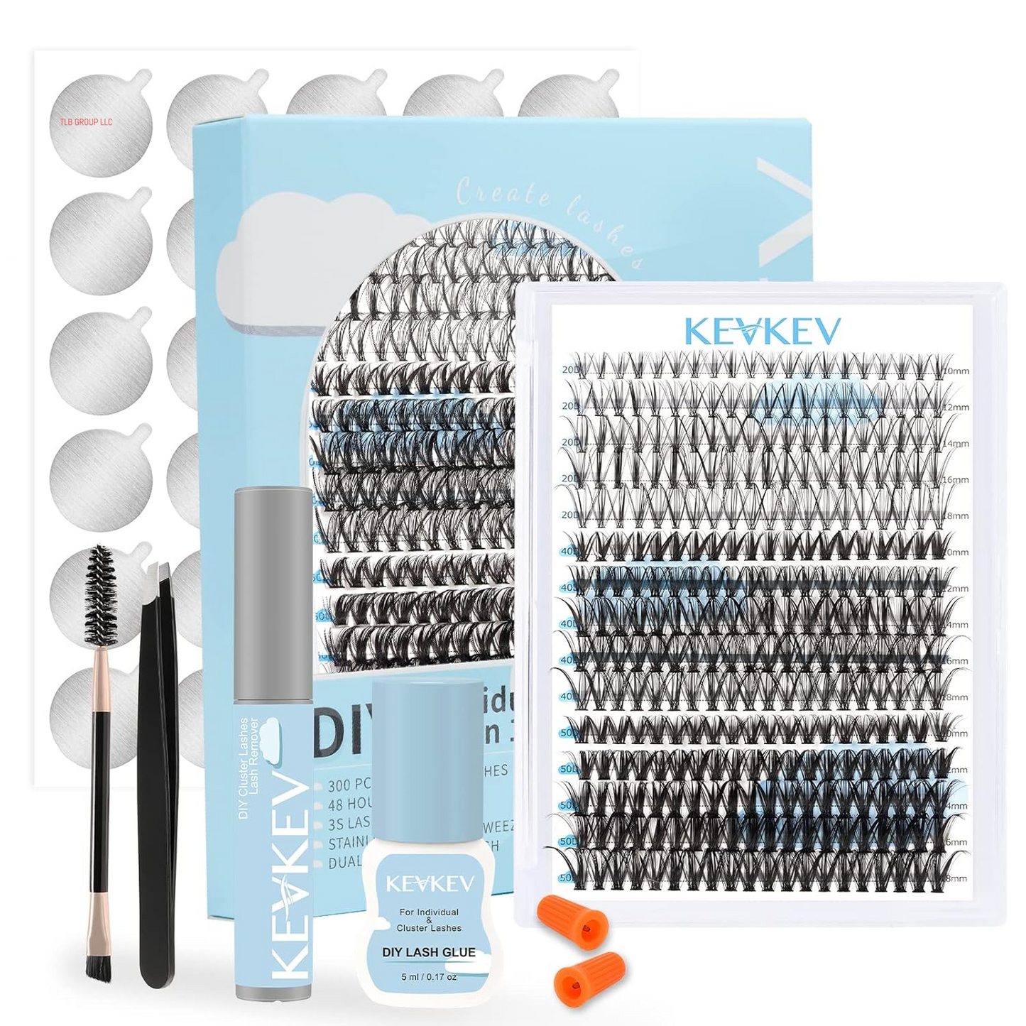 Lash Clusters Kit Lash Extension Kit D Curl Eyelash Extension Kit 280 Pcs Eyelash Clusters Kit Cluster Eyelash Extensions Individual Lashes Kit with Lash Bond and Seal Eyelash Tweezers